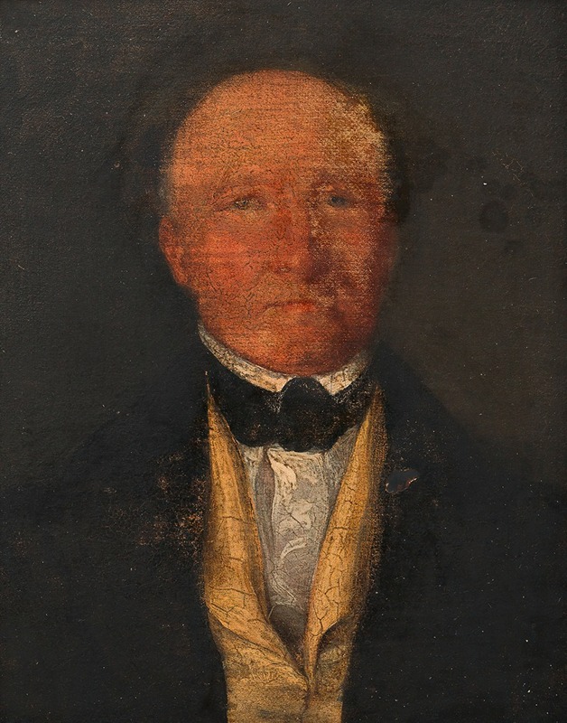 This painting depicts a man in a formal setting, showcasing the artist's attention to detail.