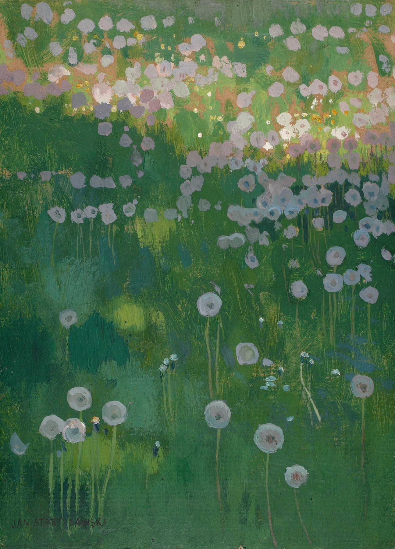 Meadow with dandelions, oil on canvas by Jan Stanisławski