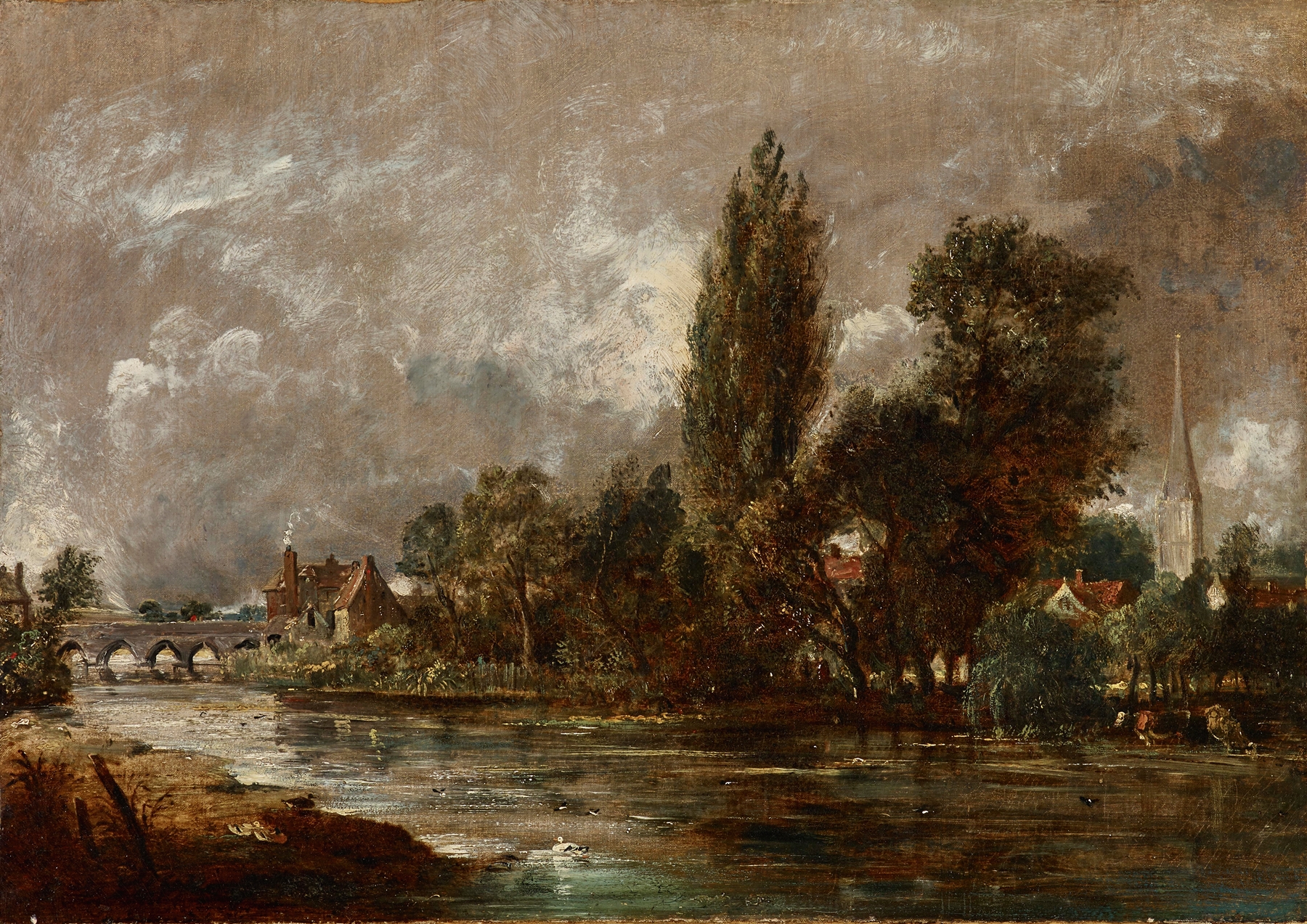 Harnham Bridge, Salisbury, by John Constable, public domain