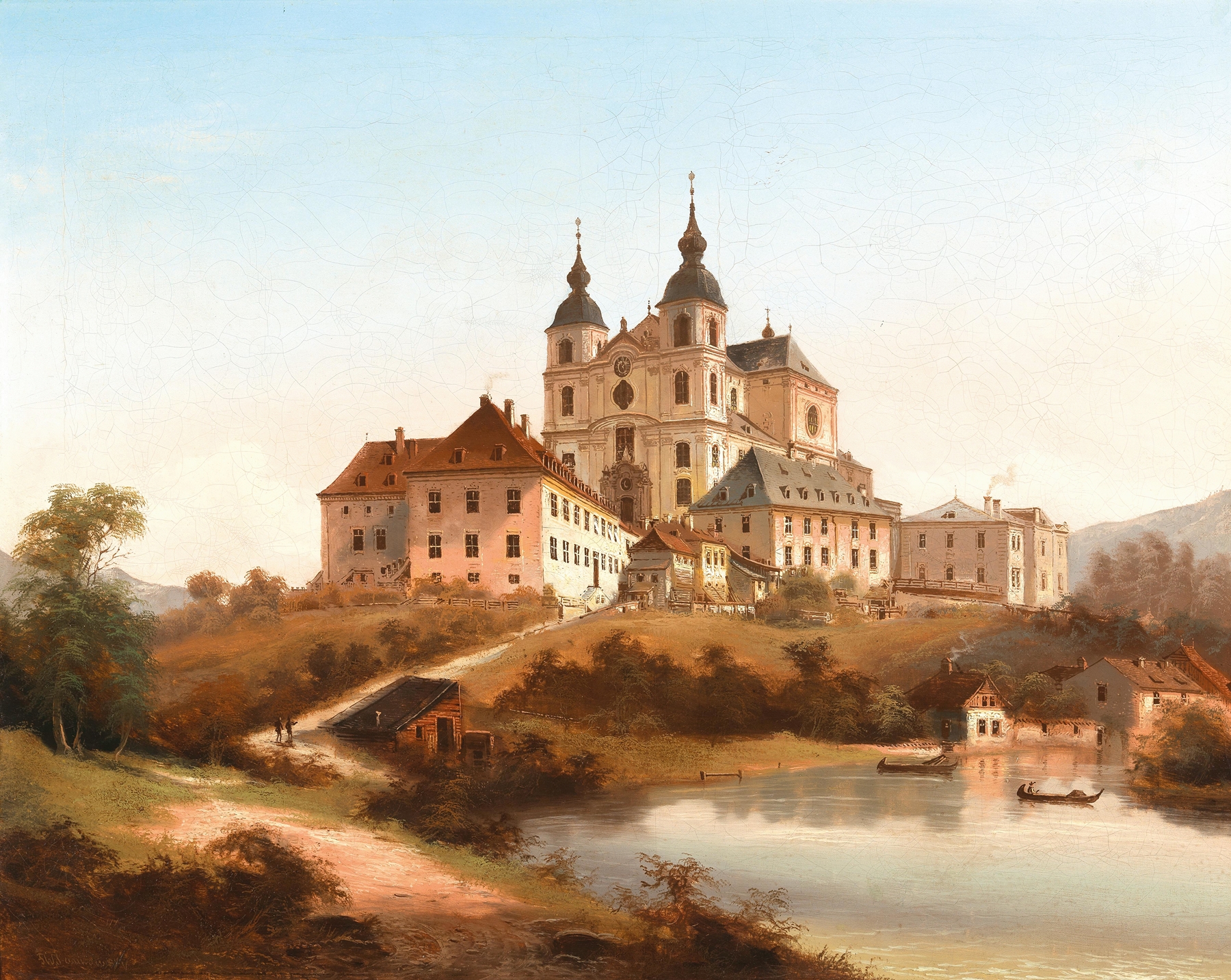 The Pilgrimage Church of Sonntagberg, oil painting by Johann Wilhelm Jankowsky
