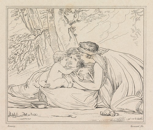This painting depicts Shakespeare being cared for by figures representing Tragedy and Comedy.
