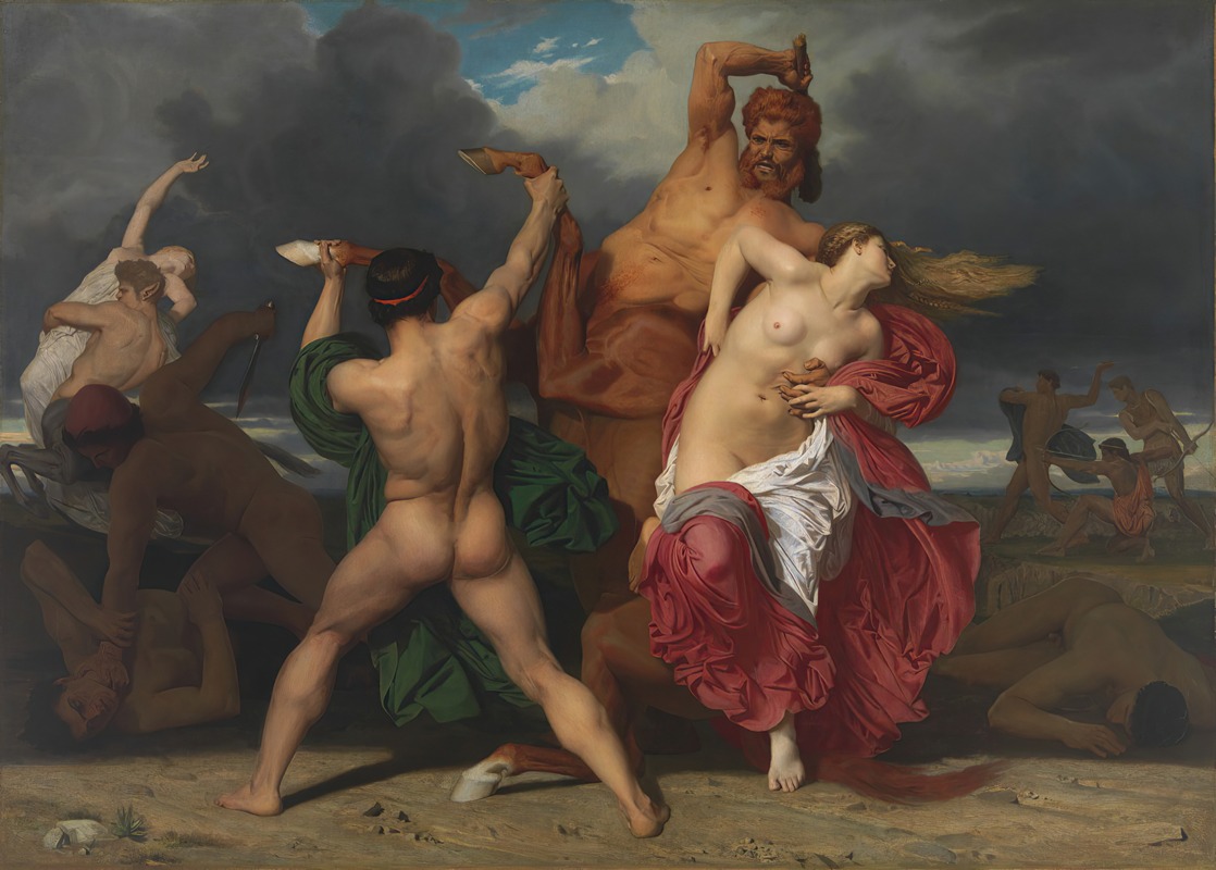 William Bouguereau's 'Battle Of The Centaurs And The Lapiths' depicts a dynamic mythological scene.