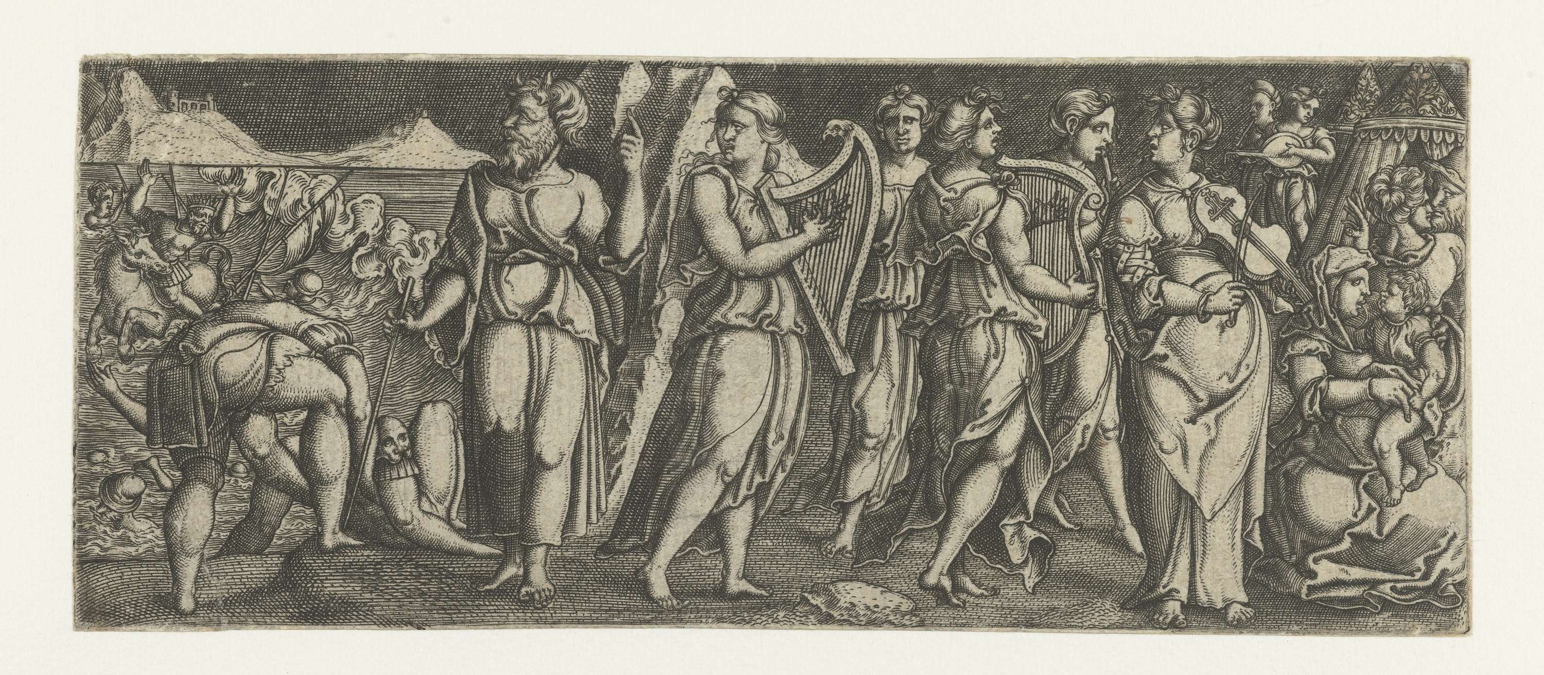 Engraving by Monogrammist AC depicting a delicate figure with intricate details.