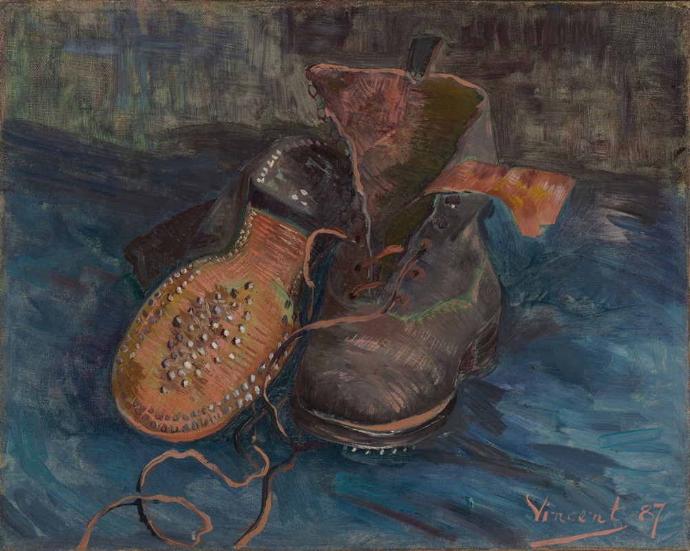 A pair of boots in oil on canvas by Vincent van Gogh
