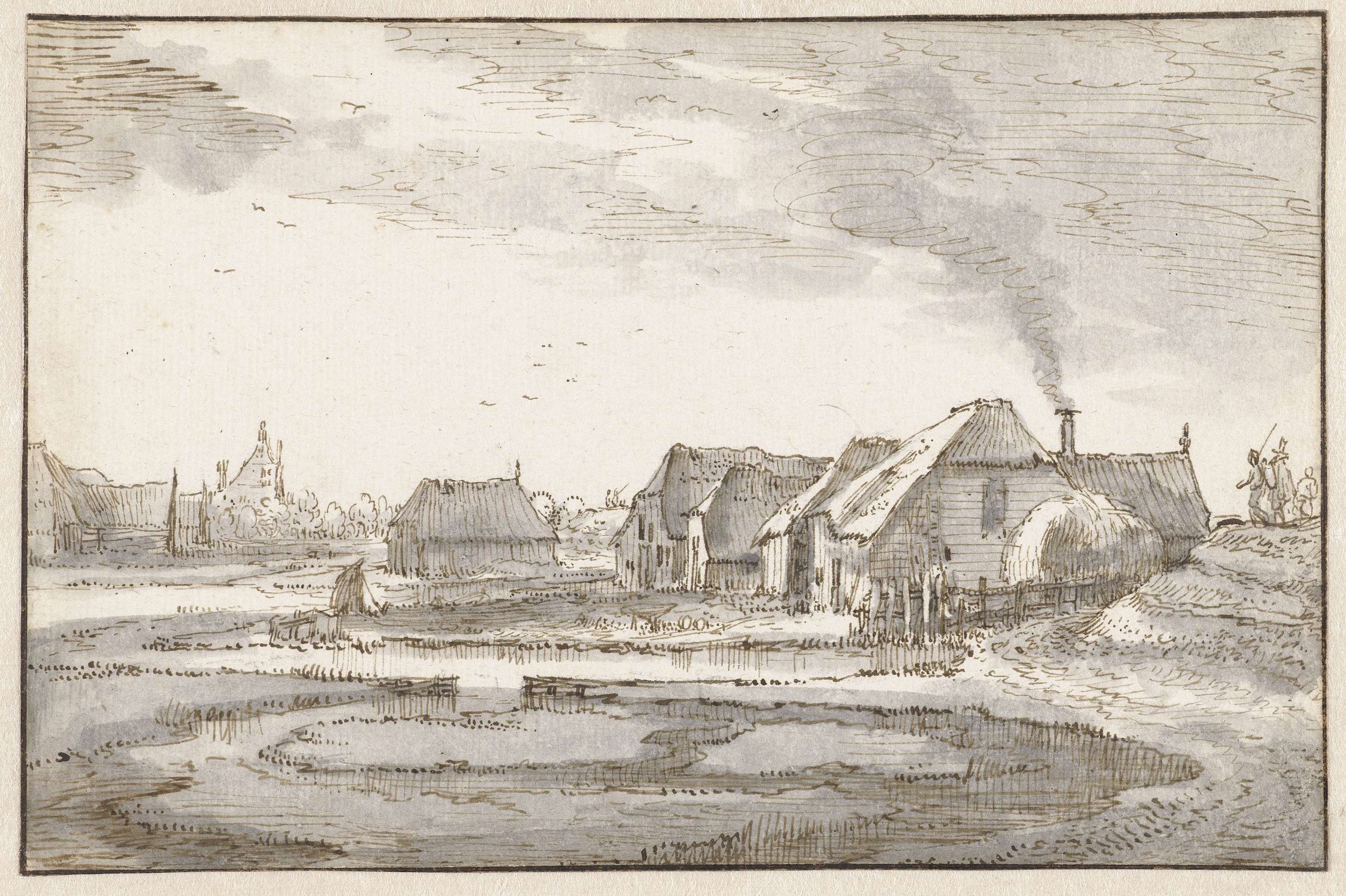 Landscape of Spaarndammerdijk bij de Braakjes by Claes Jansz. Visscher II, unknown medium