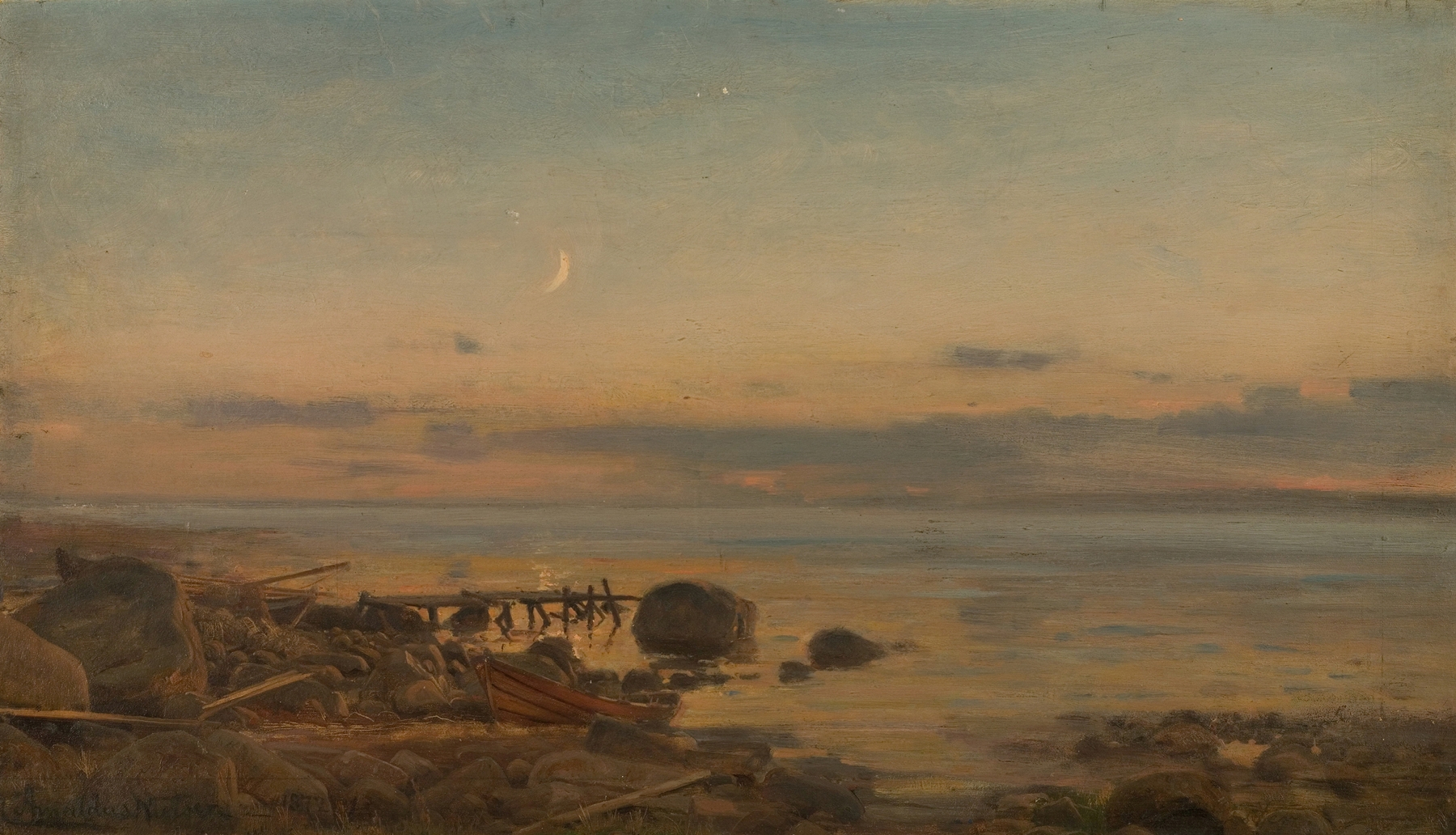 Portrait of a cloaked figure in somber hues, oil painting by Amaldus Nielsen