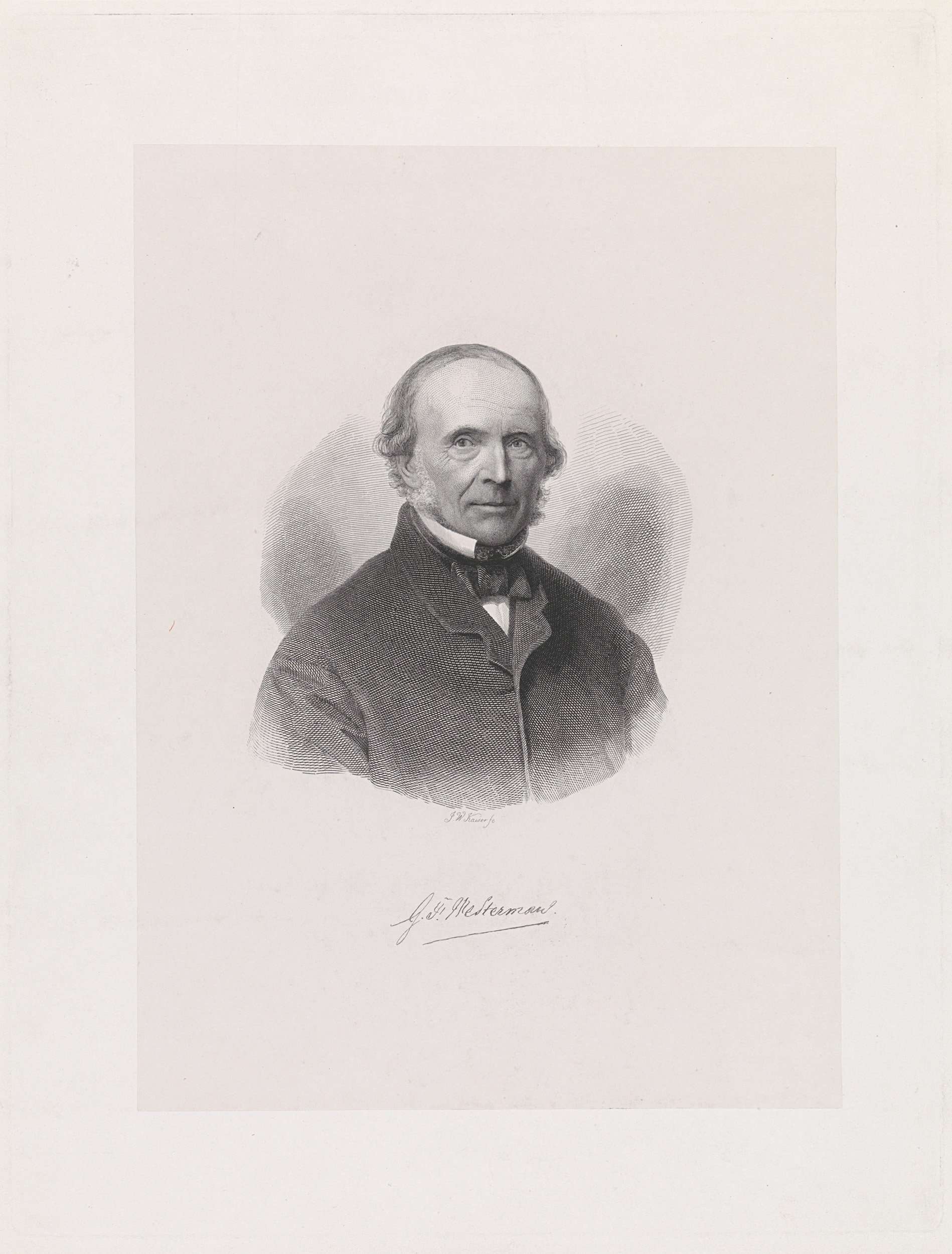 Etching by Johann Wilhelm Kaiser of a man in dark attire with a shadowed face
