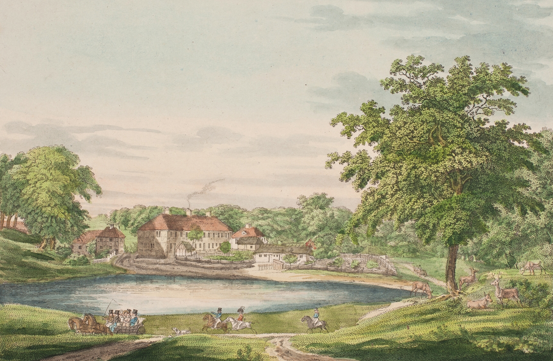 Rådvaddam i Dyrehaven by Jens Holm, oil painting depicting serene waters and trees.