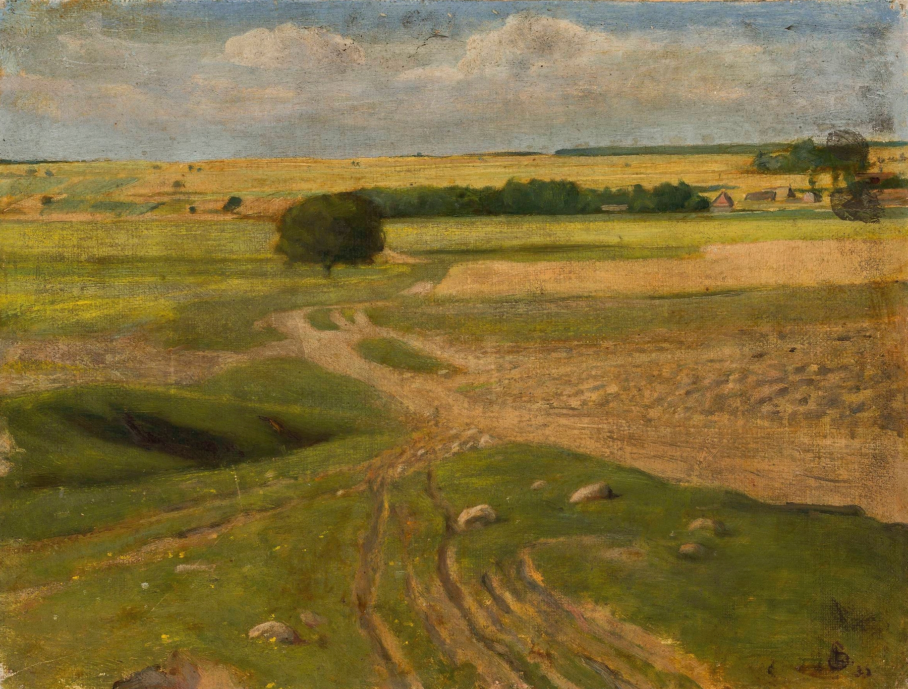 Landscape of fields by Leon Szpądrowski, Impressionism