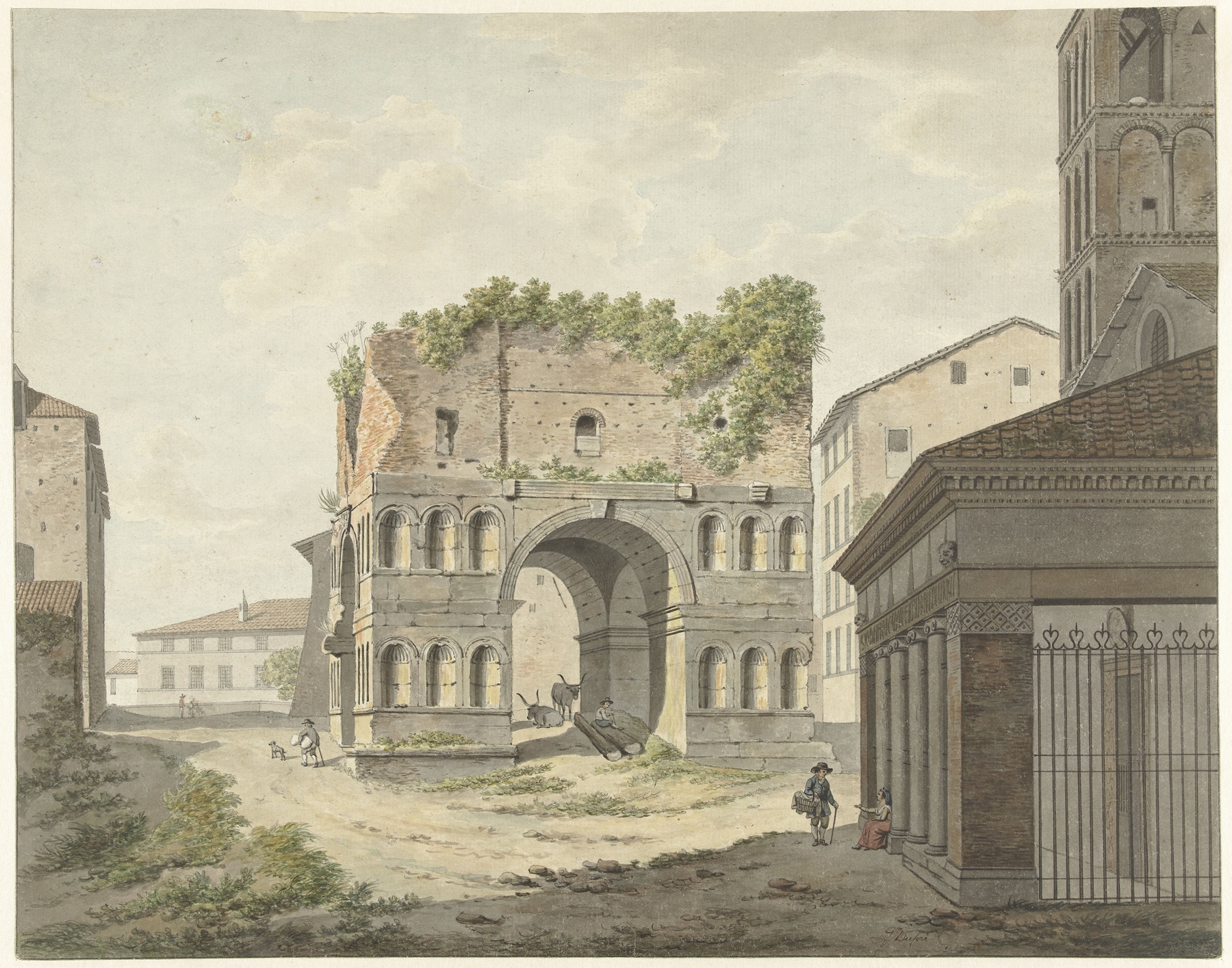 Engraving by Daniël Dupré depicting the arch of Janus in Rome