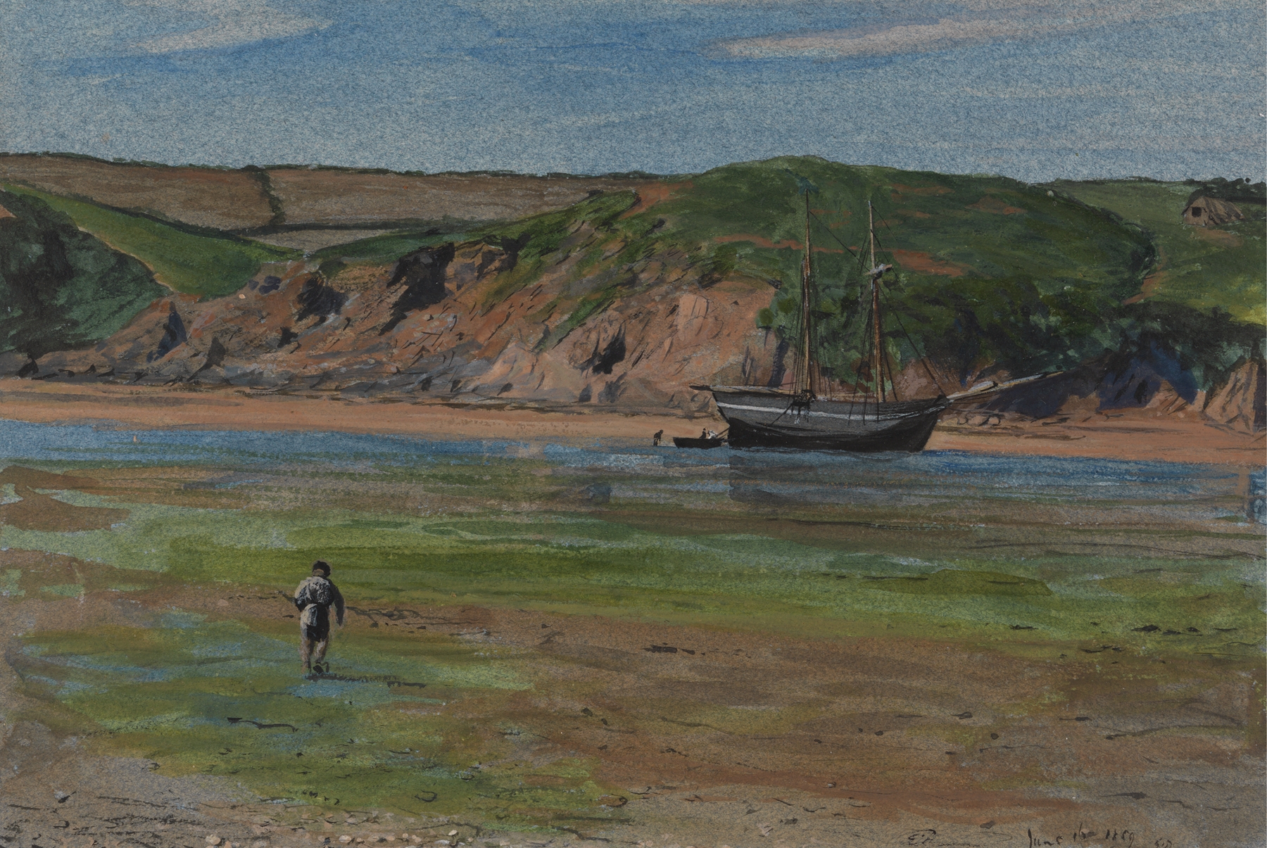 A Devon River at Low Tide, June 16, 1859, oil on canvas by Edward Thompson Davis