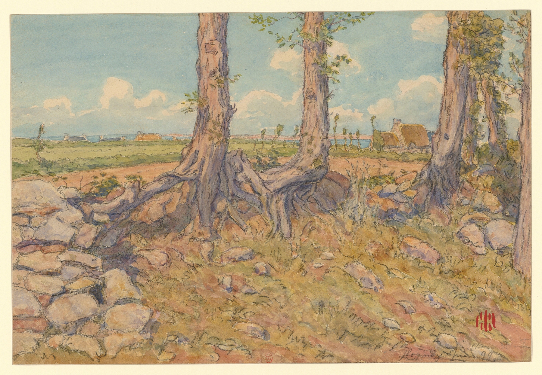 Loguivy by Henri Rivière, depicting a tranquil marine landscape, oil painting