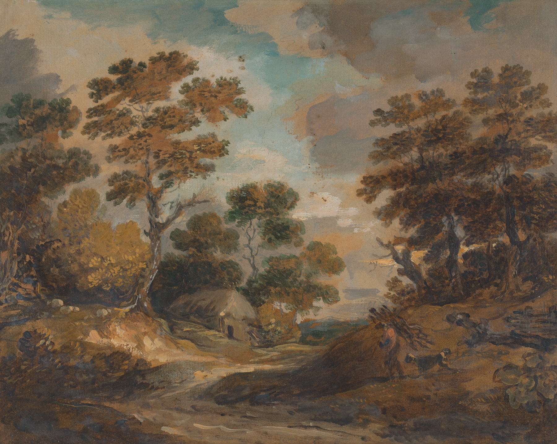 Landscape depicting a man carrying faggots, oil painting by Gainsborough Dupont