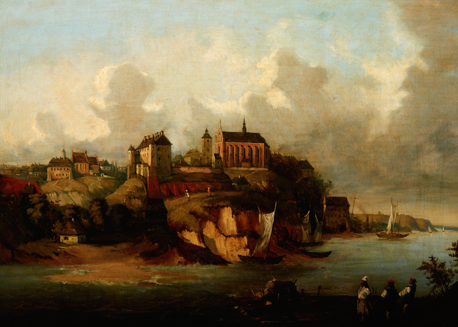 Landscape of the Vistula River at twilight by Józef Szermentowski, oil painting