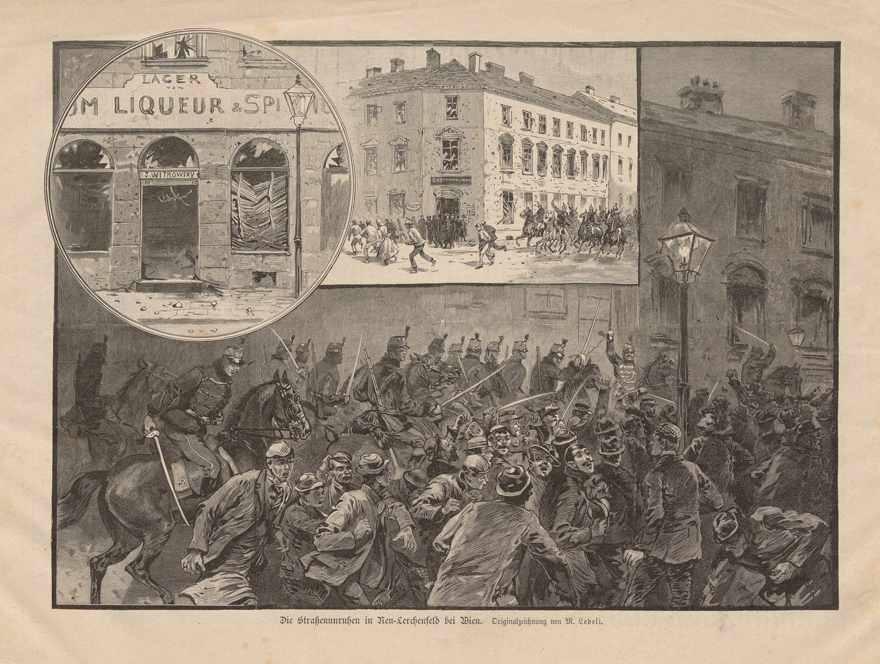 Historical scene of unrest in a city by Moritz Ledeli, realism
