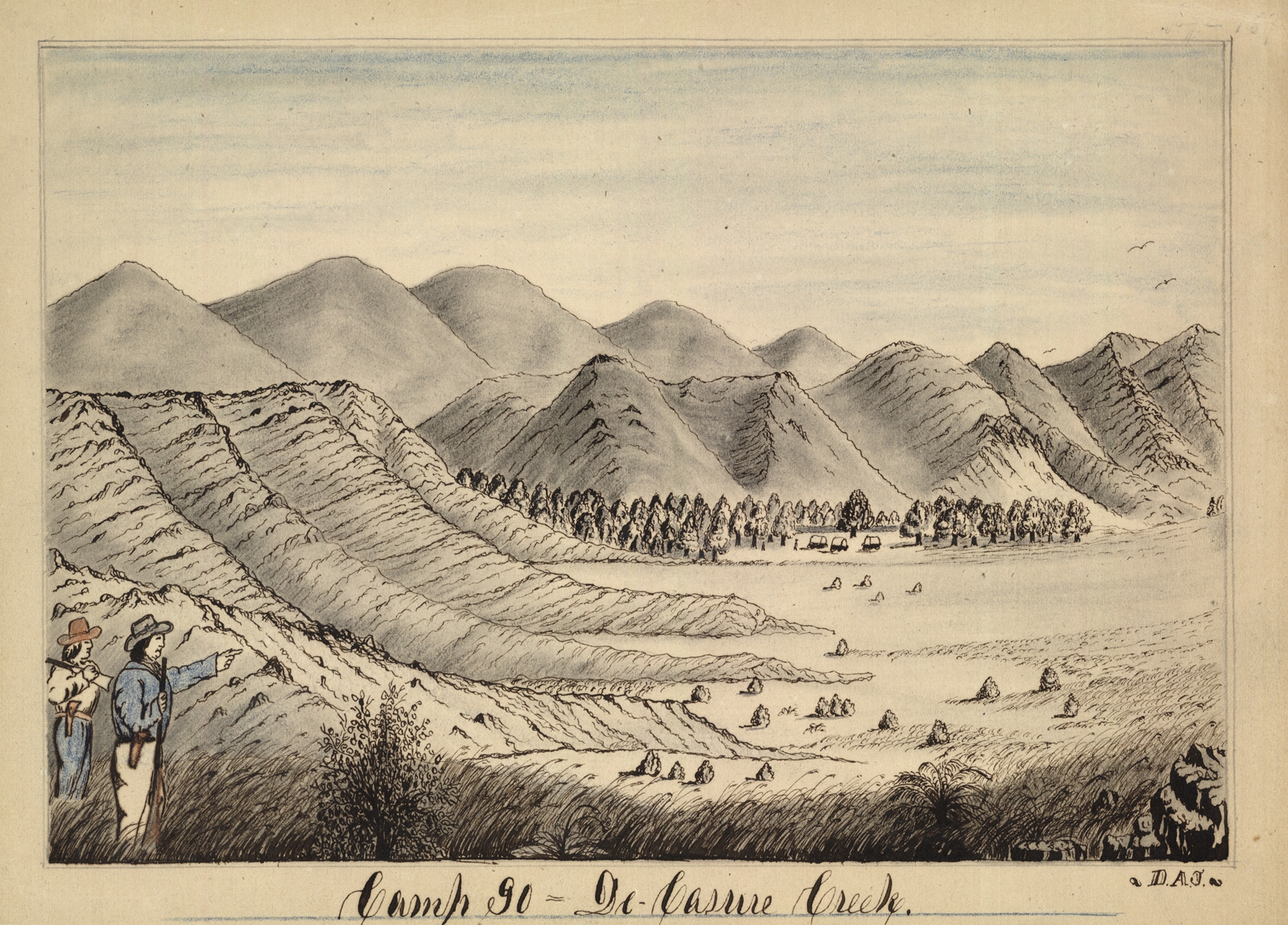 Landscape of Camp 90, De Casure Creek by Daniel A. Jenks, oil on canvas