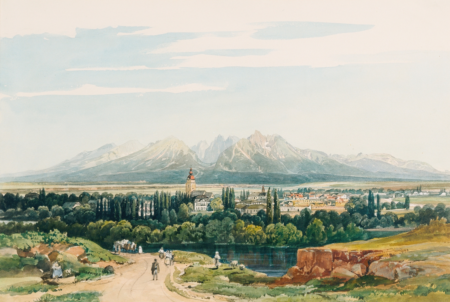 Schloss Lomnitz und die Tatra in Ungarn, by Thomas Ender, public domain