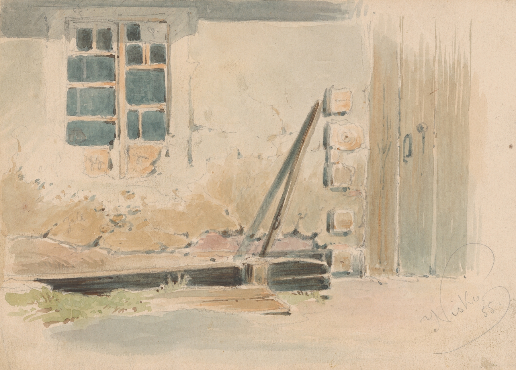 Interior scene depicting a figure on the porch, oil painting by Friedrich Carl von Scheidlin