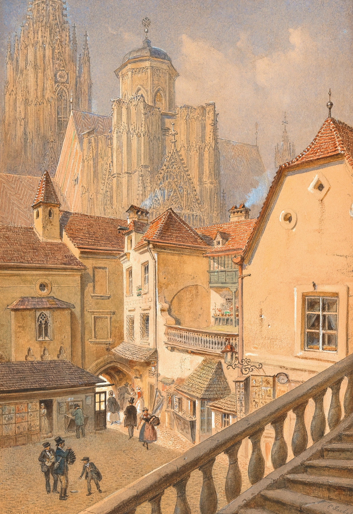 Gothic architecture of St. Stephen's Cathedral by Carl Goebel, unknown medium