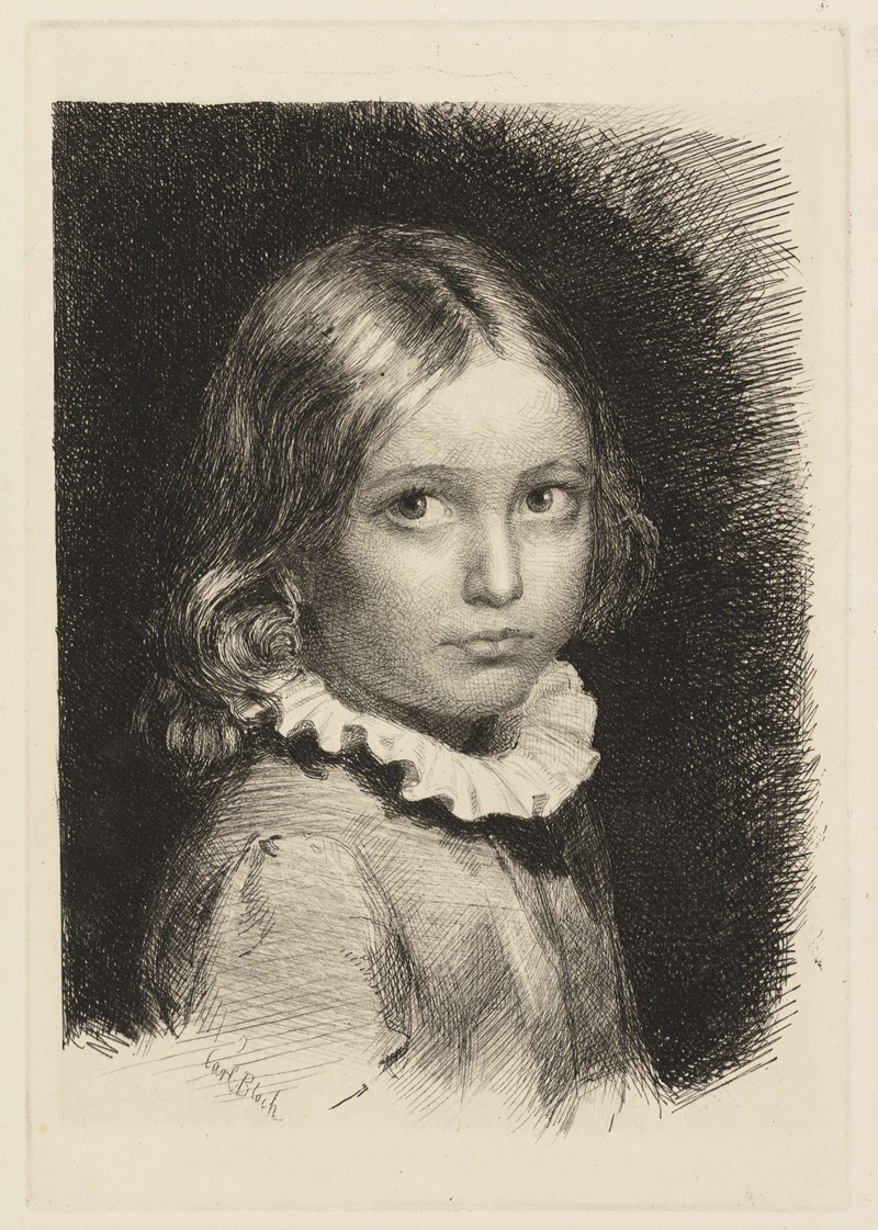 A portrait of a young girl by Carl Bloch, showcasing delicate features and a serene expression.