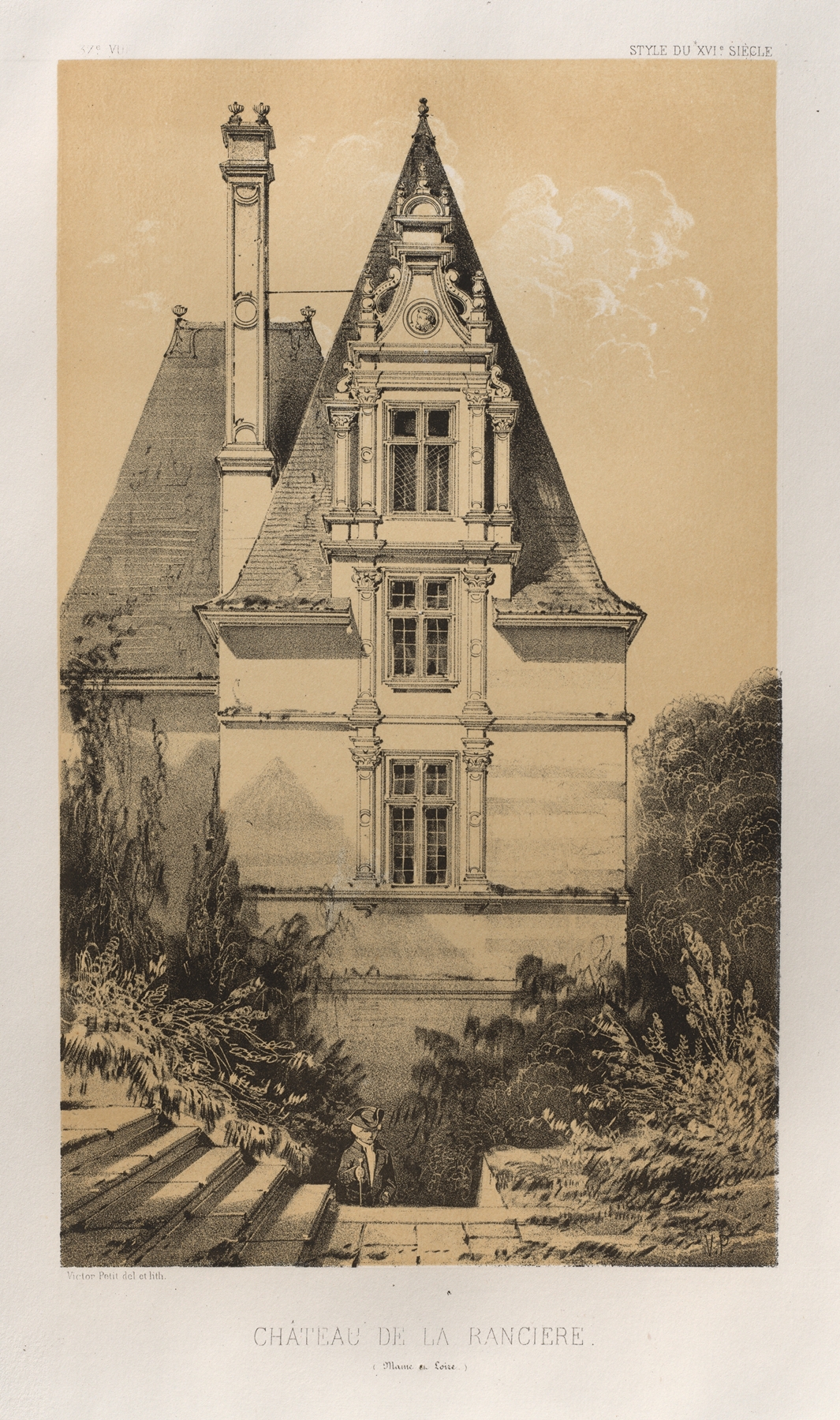 Château De La Ranciere by Victor Petit, oil on canvas depicting a tranquil river landscape.