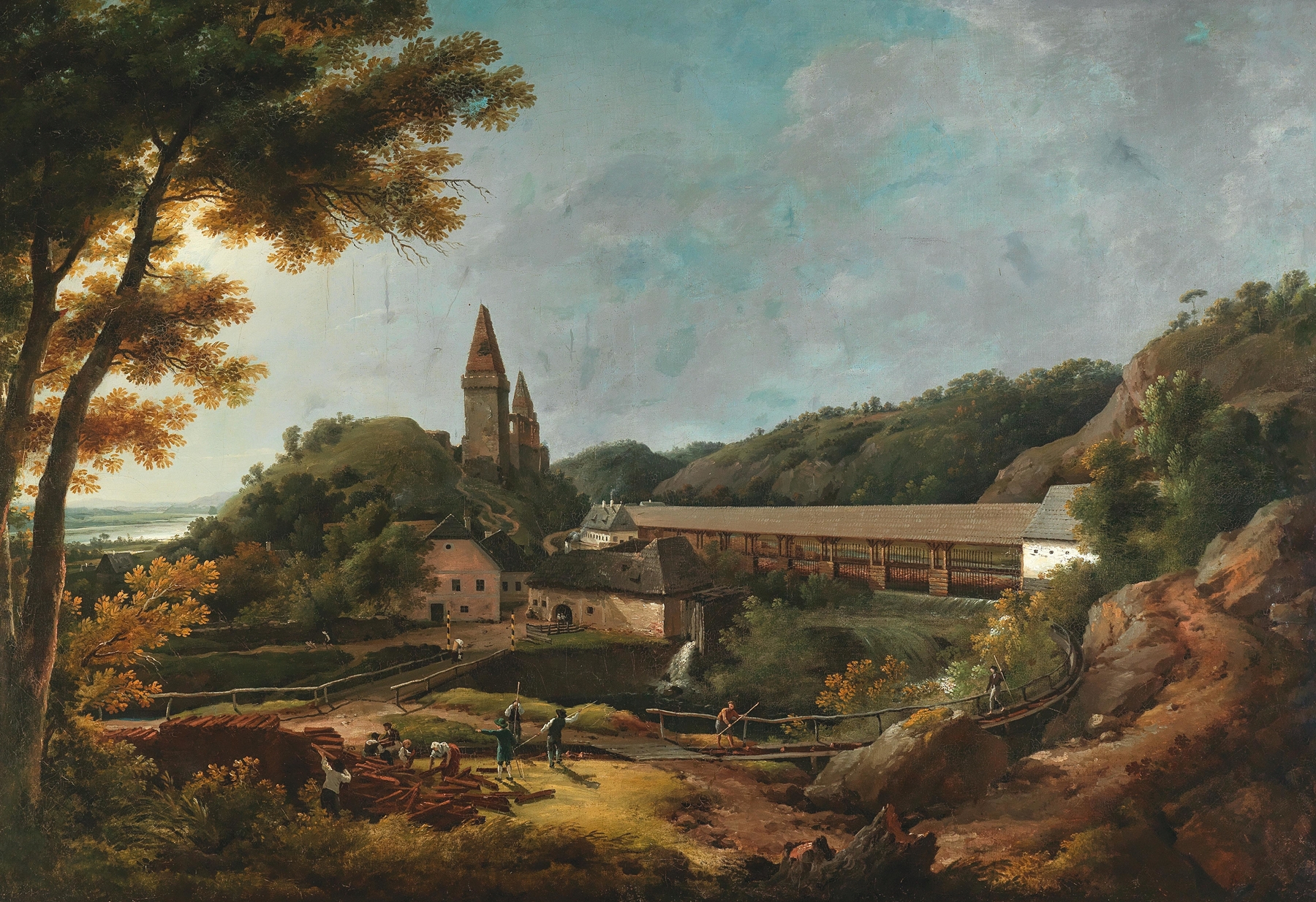 A North-East view of Weitenegg Castle ruins near the Danube, oil on canvas by Lorenz Adolf Schönberger.