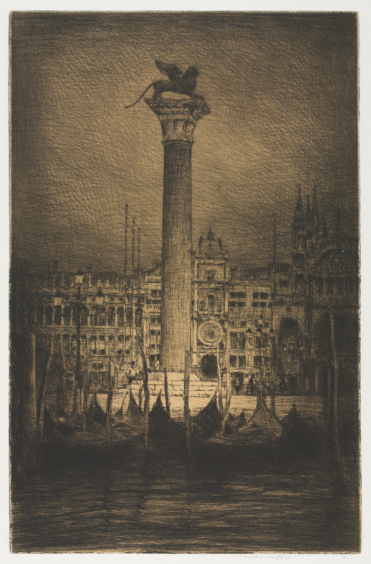 St. Mark’s Piazza by Mortimer Menpes, impressionism, depicting St. Mark's Basilica under soft Venetian light