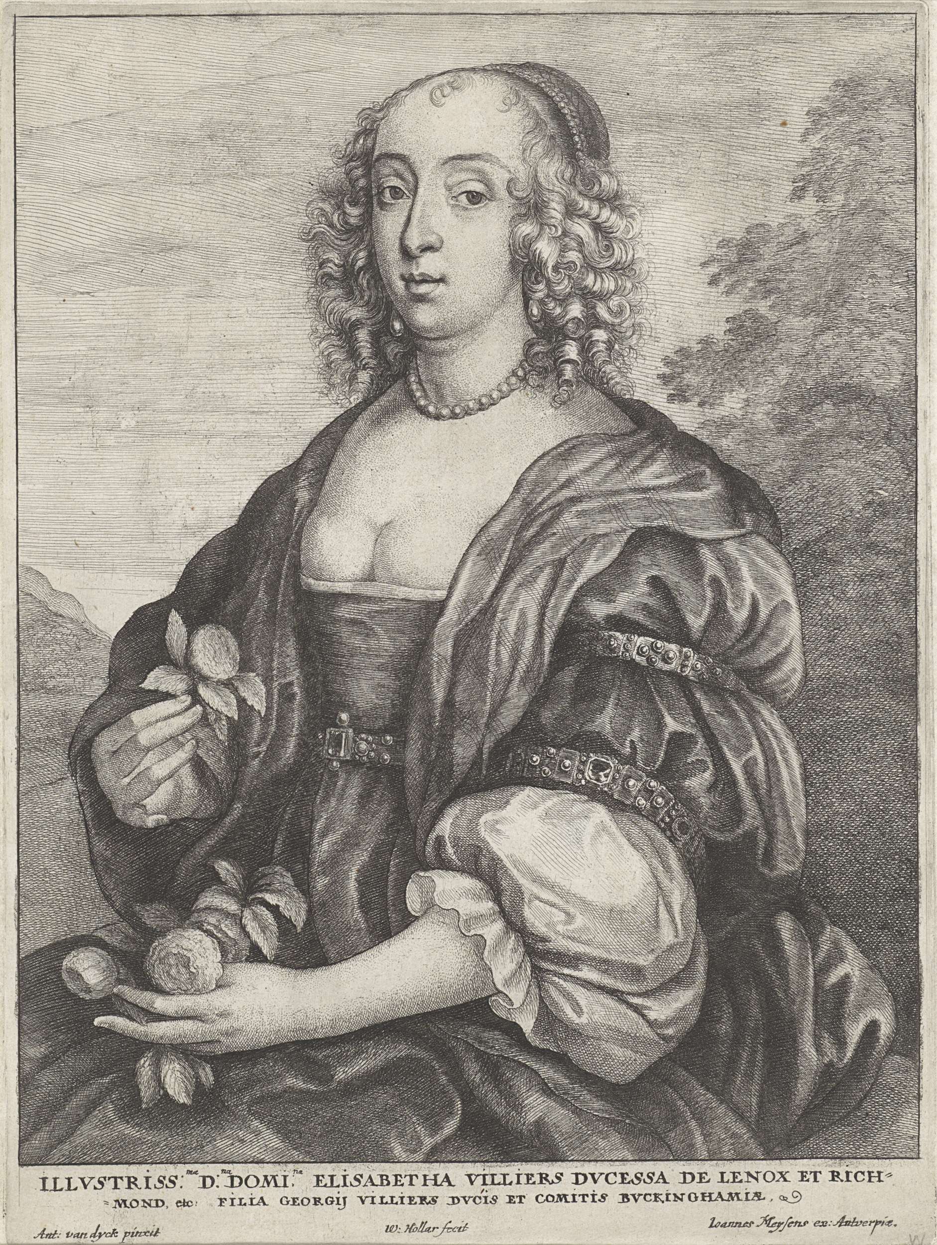 Portrait of Mary Villiers, Duchess of Richmond and Lennox, etching by Wenceslaus Hollar