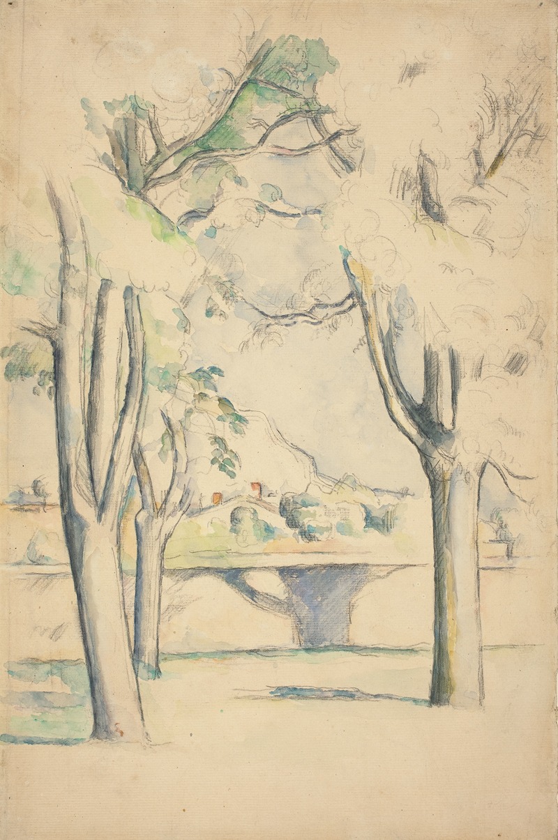 Cézanne's painting depicts Mont Sainte-Victoire with a wall in the foreground.
