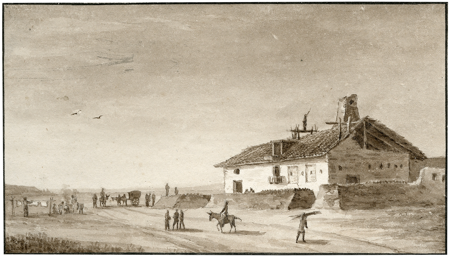 Architecture scene featuring a house by Otto Howen, unknown medium