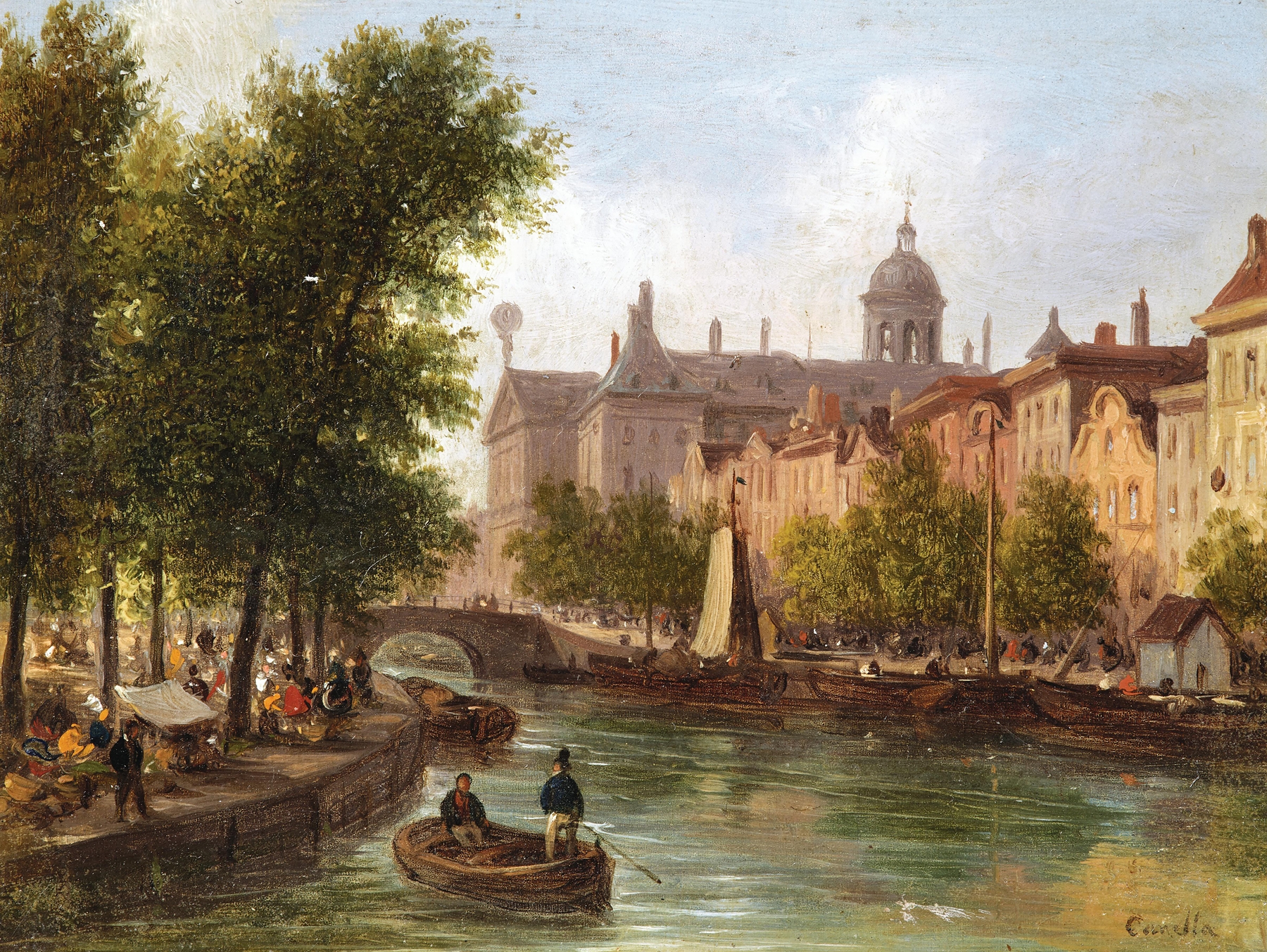 Landscape of Amsterdam featuring the Royal Palace by Giuseppe Canella, medium unknown