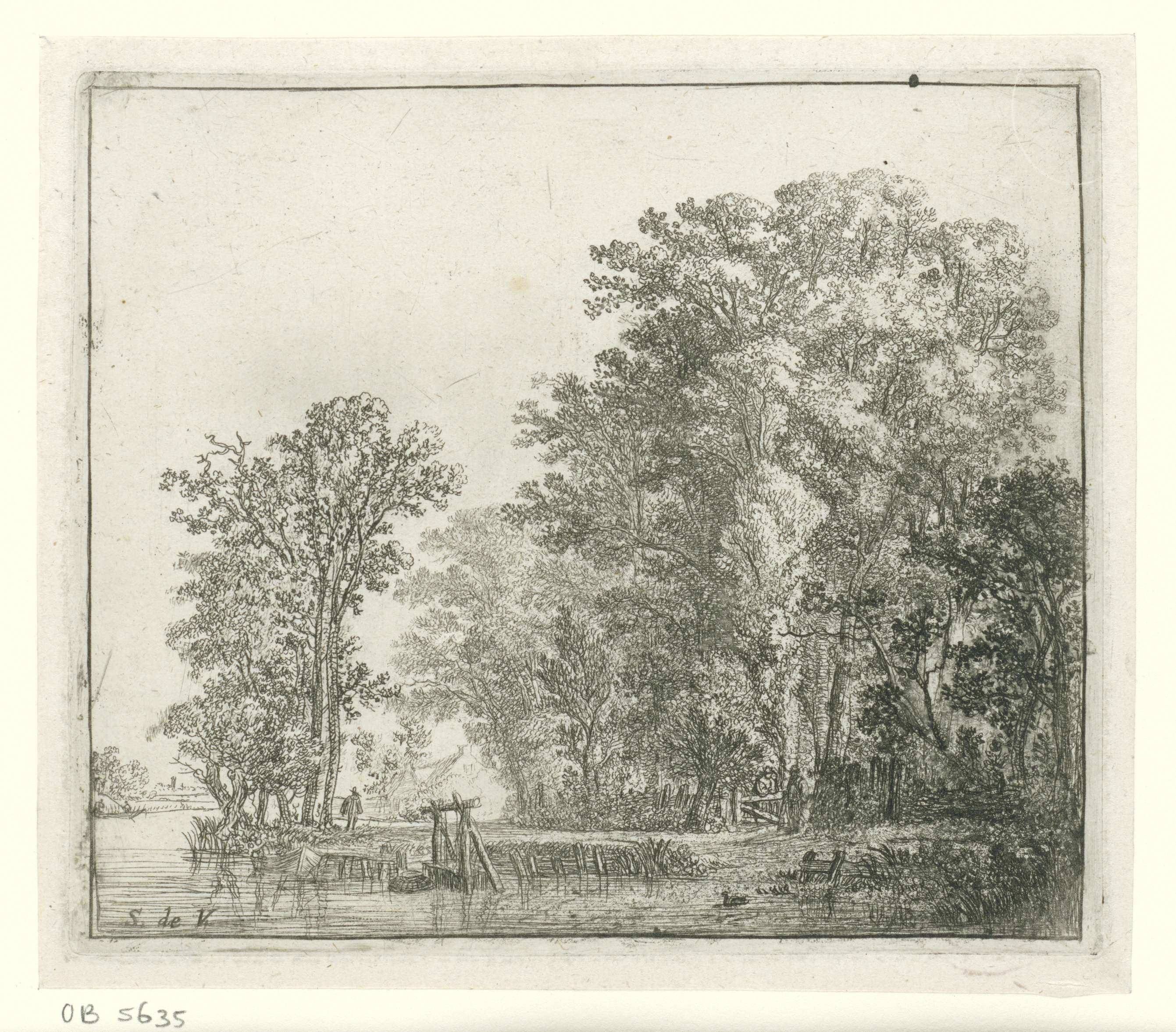 Bos langs een vaart, by Simon de Vlieger, public domain