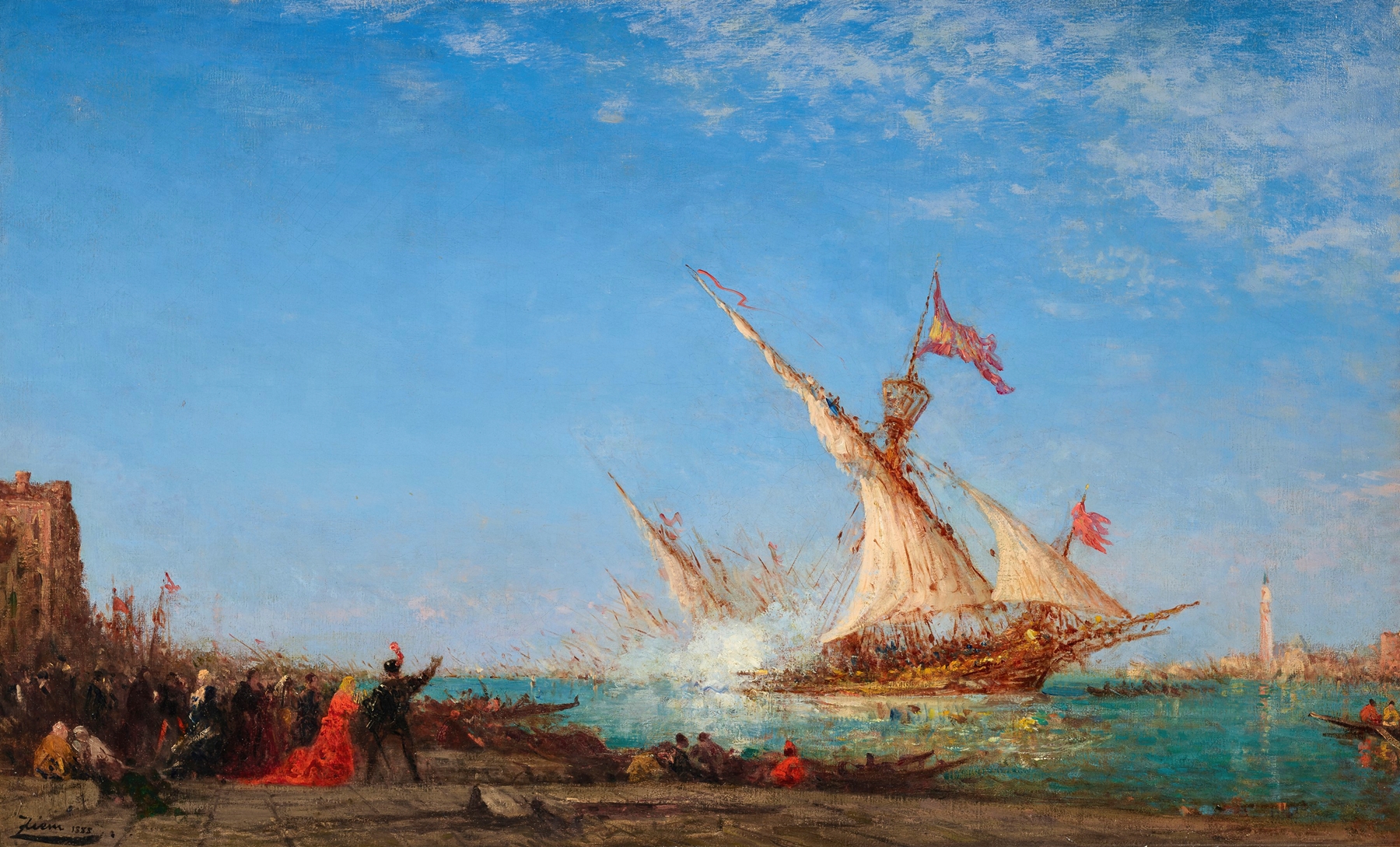 Coup de canon à Venise, jour de fête by Félix Ziem, oil on canvas depicting a festive Venetian landscape.