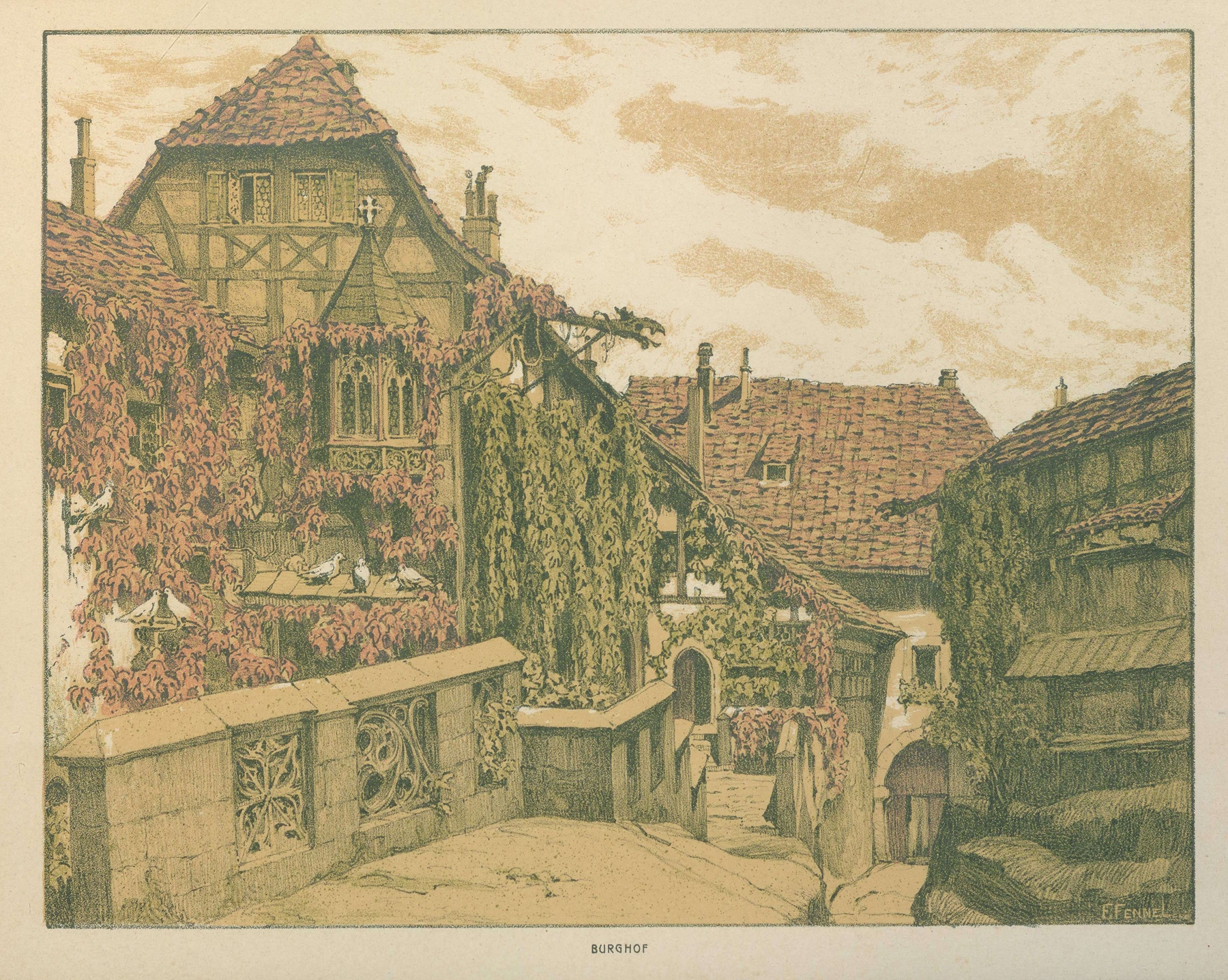Burghof, by Friedrich Fennel, public domain