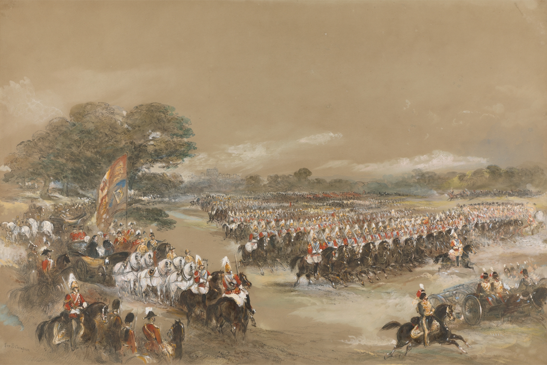 Royal Review at Windsor, oil on canvas by George Bryant Campion, featuring Queen Victoria and Khedive Ismail Pasha.
