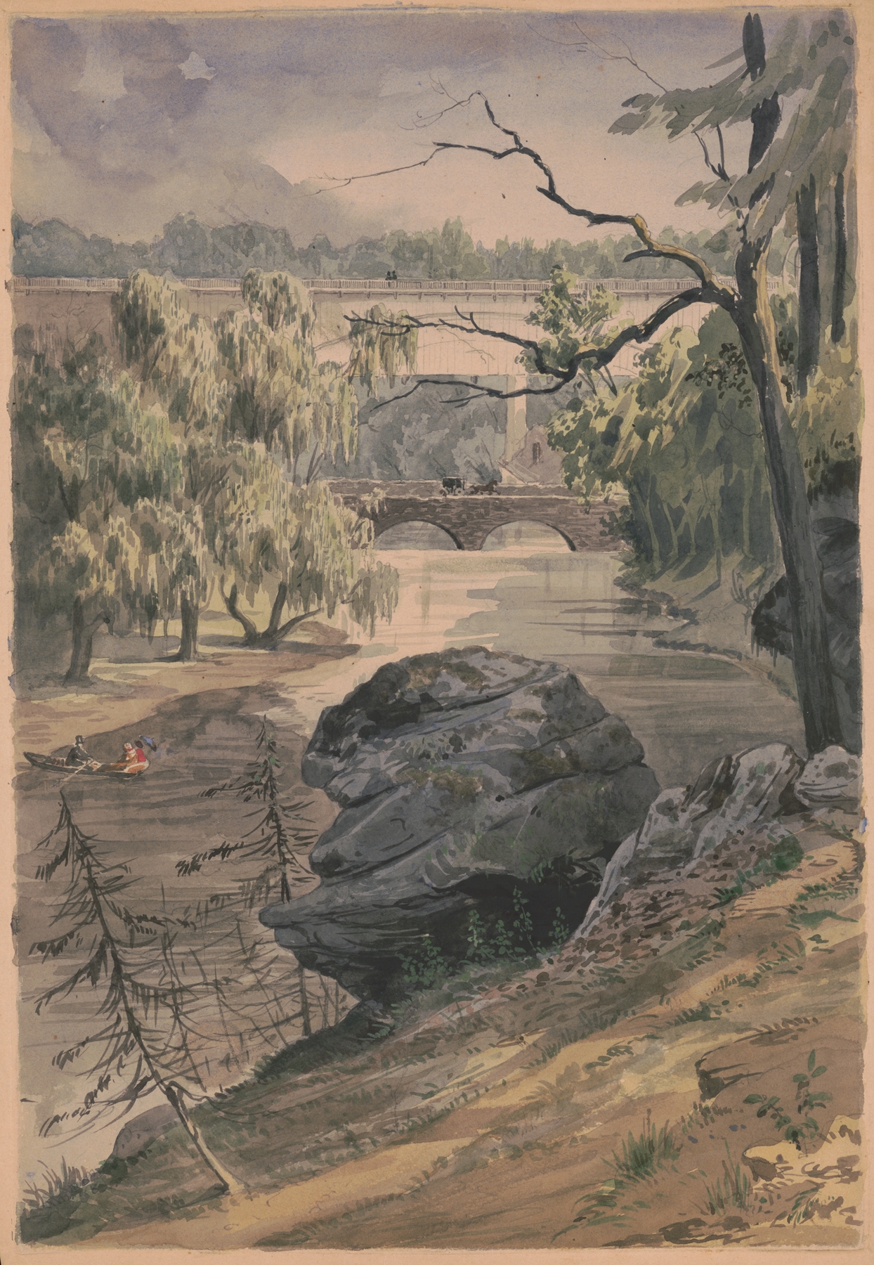 Bridges over Wissahickon Creek near Schuylkill, by James Fuller Queen, public domain
