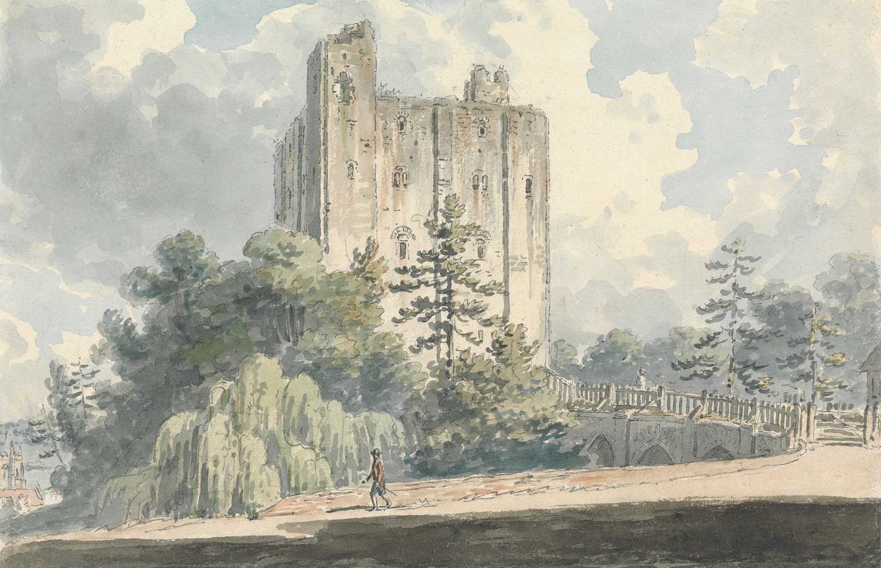Hedingham Castle, Essex, watercolor on paper by Edward Dayes