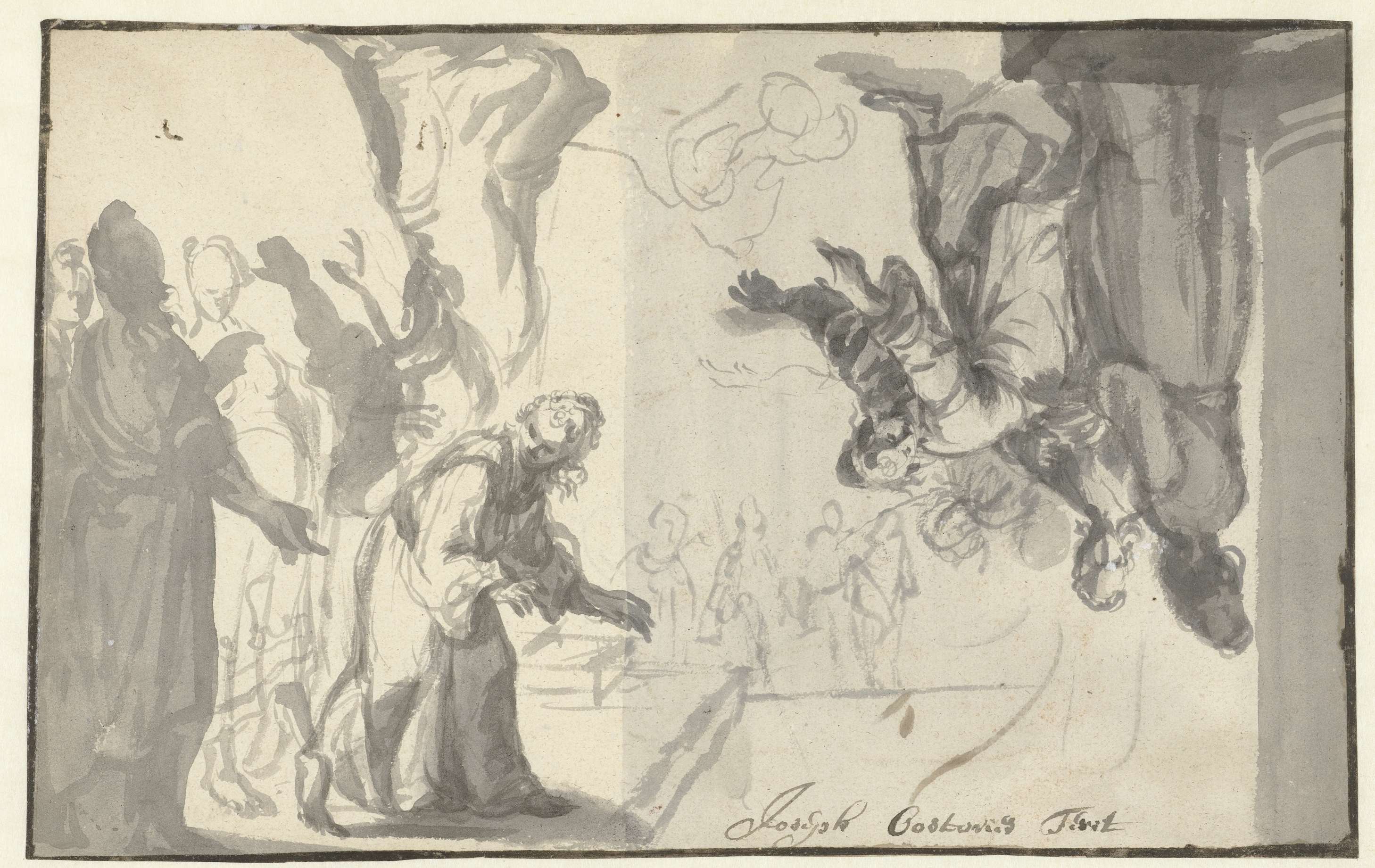 Twee studies van een groep vrouwen, oil on canvas by Joseph de Coster, depicting women in a circle.