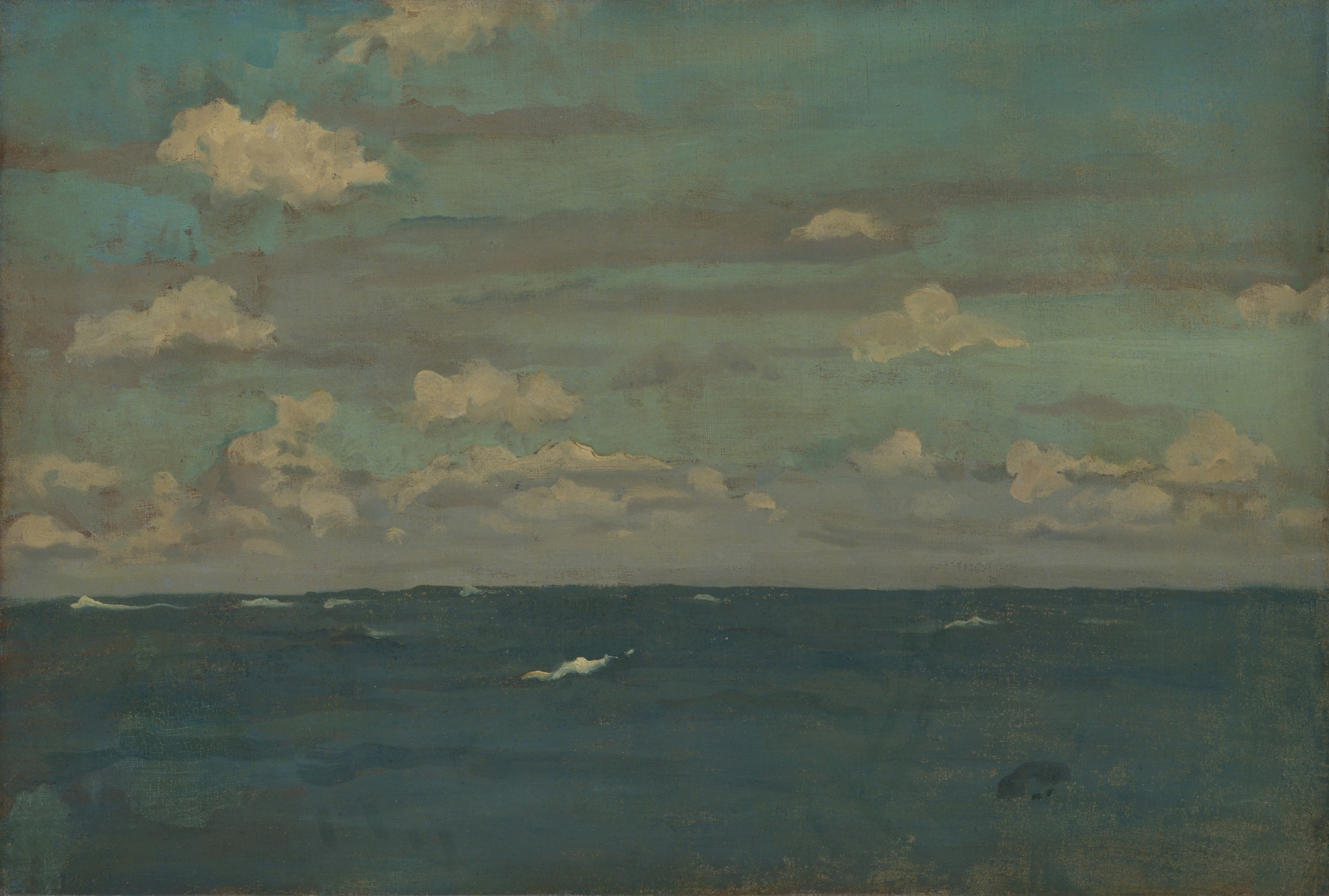 Violet and Silver – The Deep Sea by James Abbott McNeill Whistler, oil painting depicting swirling ocean waves.