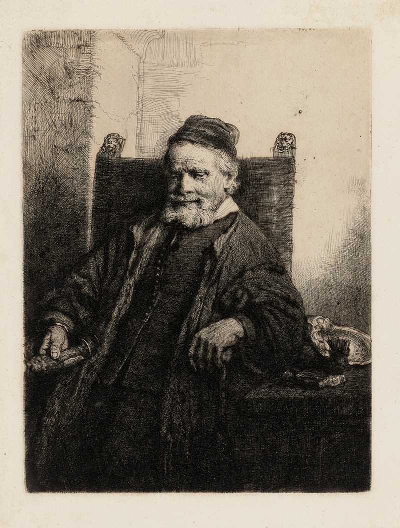 A portrait of Jan Lutma, a goldsmith, by Rembrandt van Rijn.