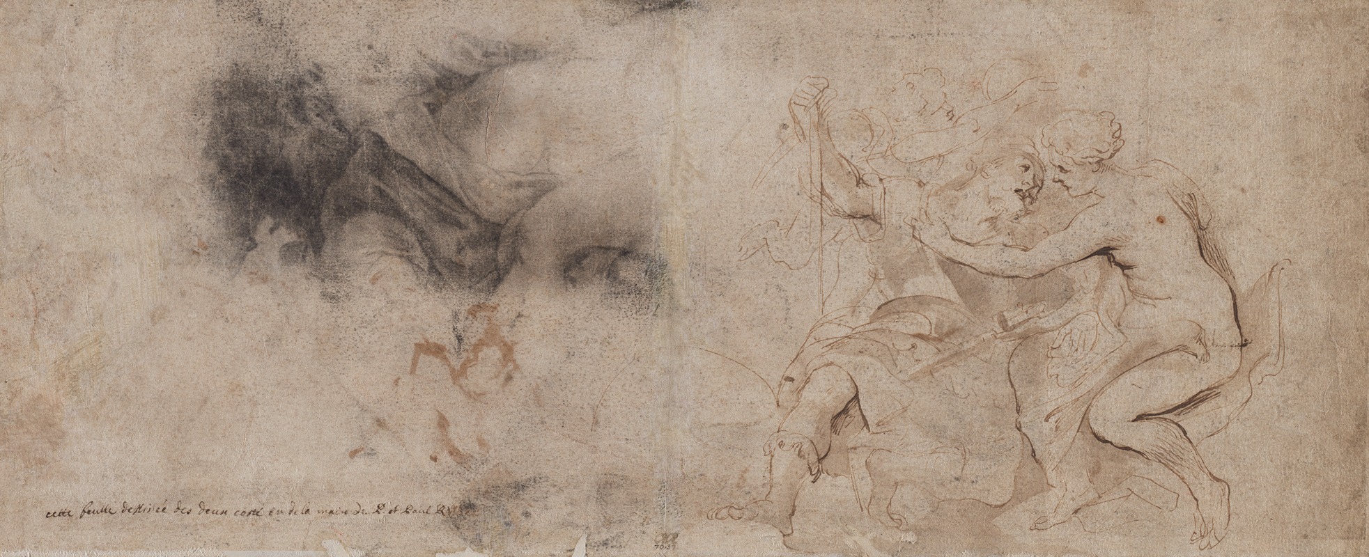 A study of drapery featuring Venus disarming Mars by Rubens.