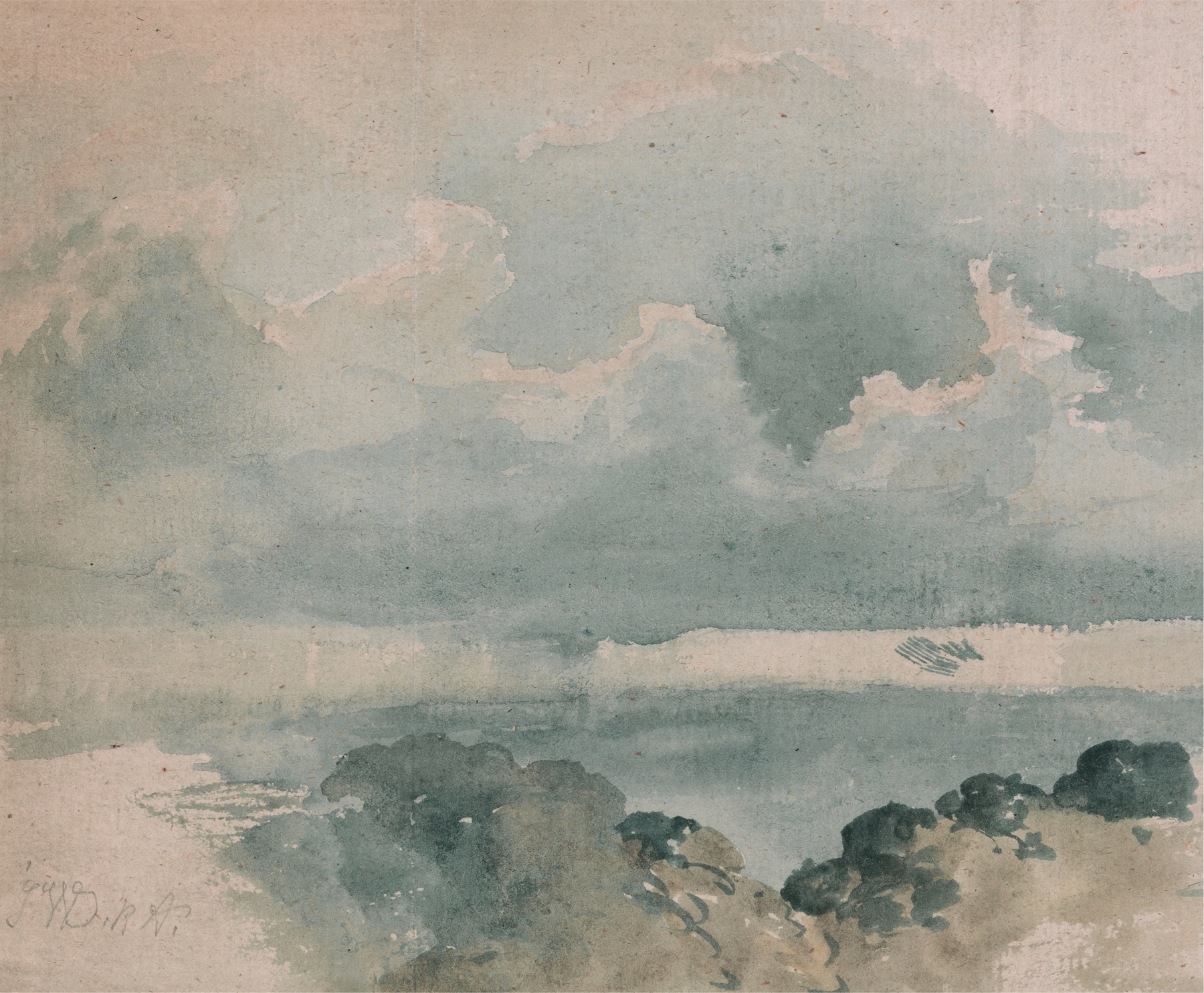 Sky Study by James Ward, oil on canvas, depicting a vibrant sky with swirling hues.
