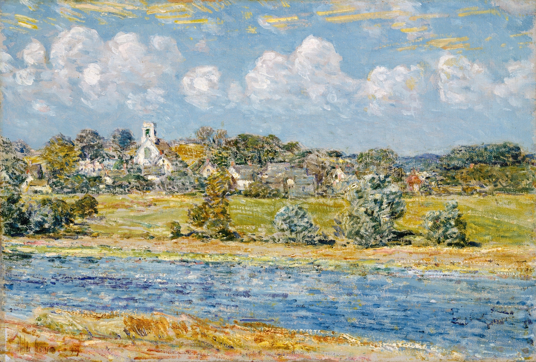Landscape at Newfields, New Hampshire, by Childe Hassam, public domain