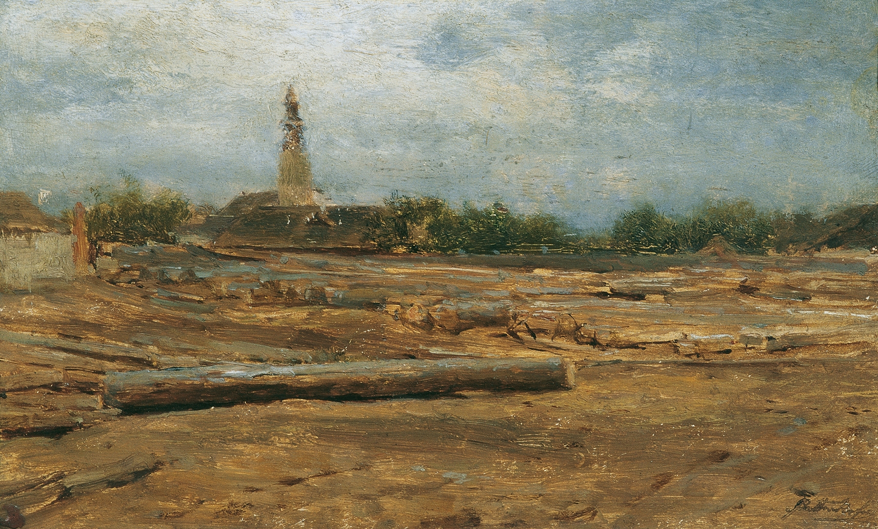 Holzplatz bei Szolnok, by August von Pettenkofen, public domain