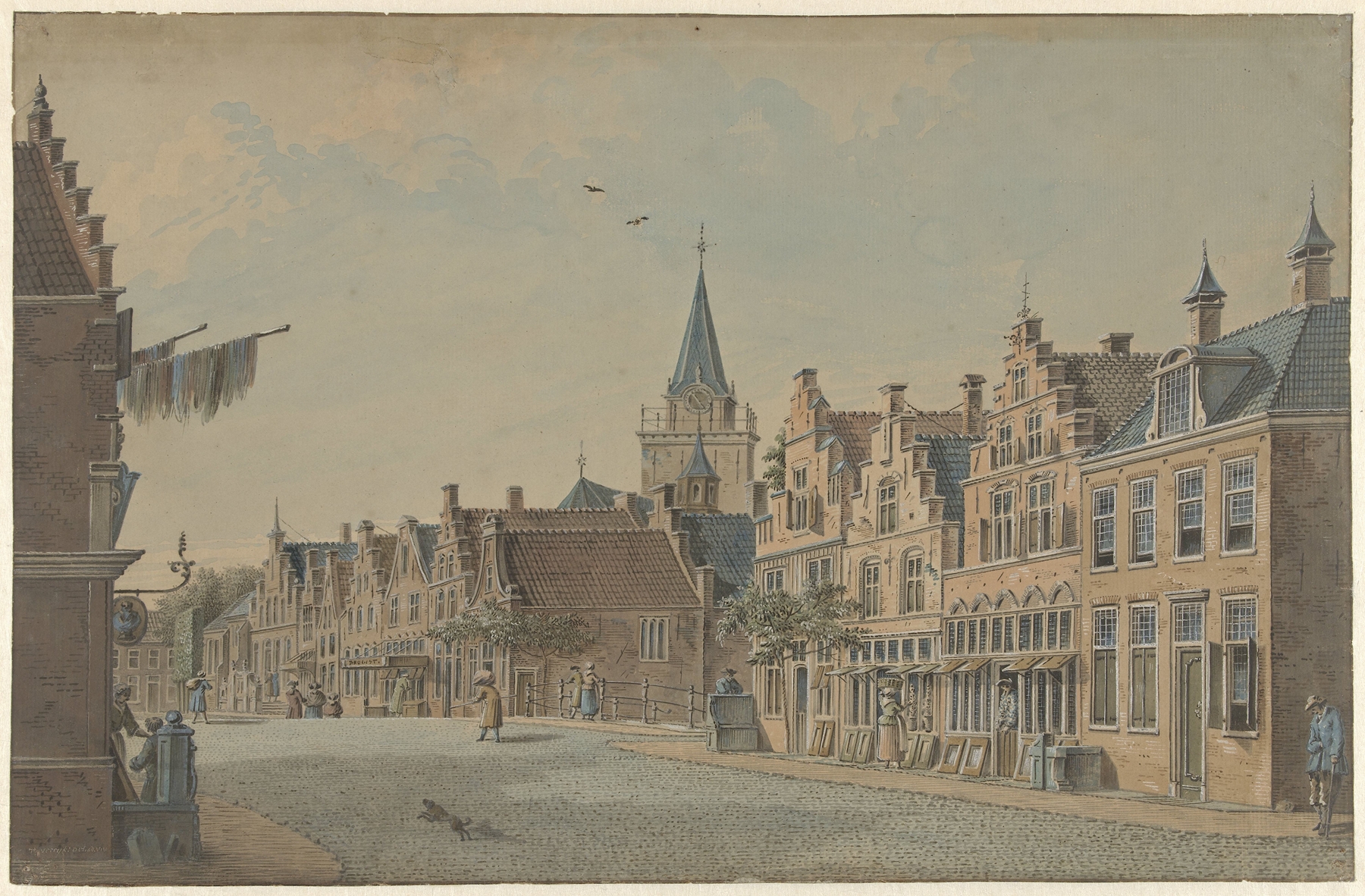 De visbrug in Woerden by Dirk Verrijk, depicting a bridge over calm waters, Dutch Golden Age