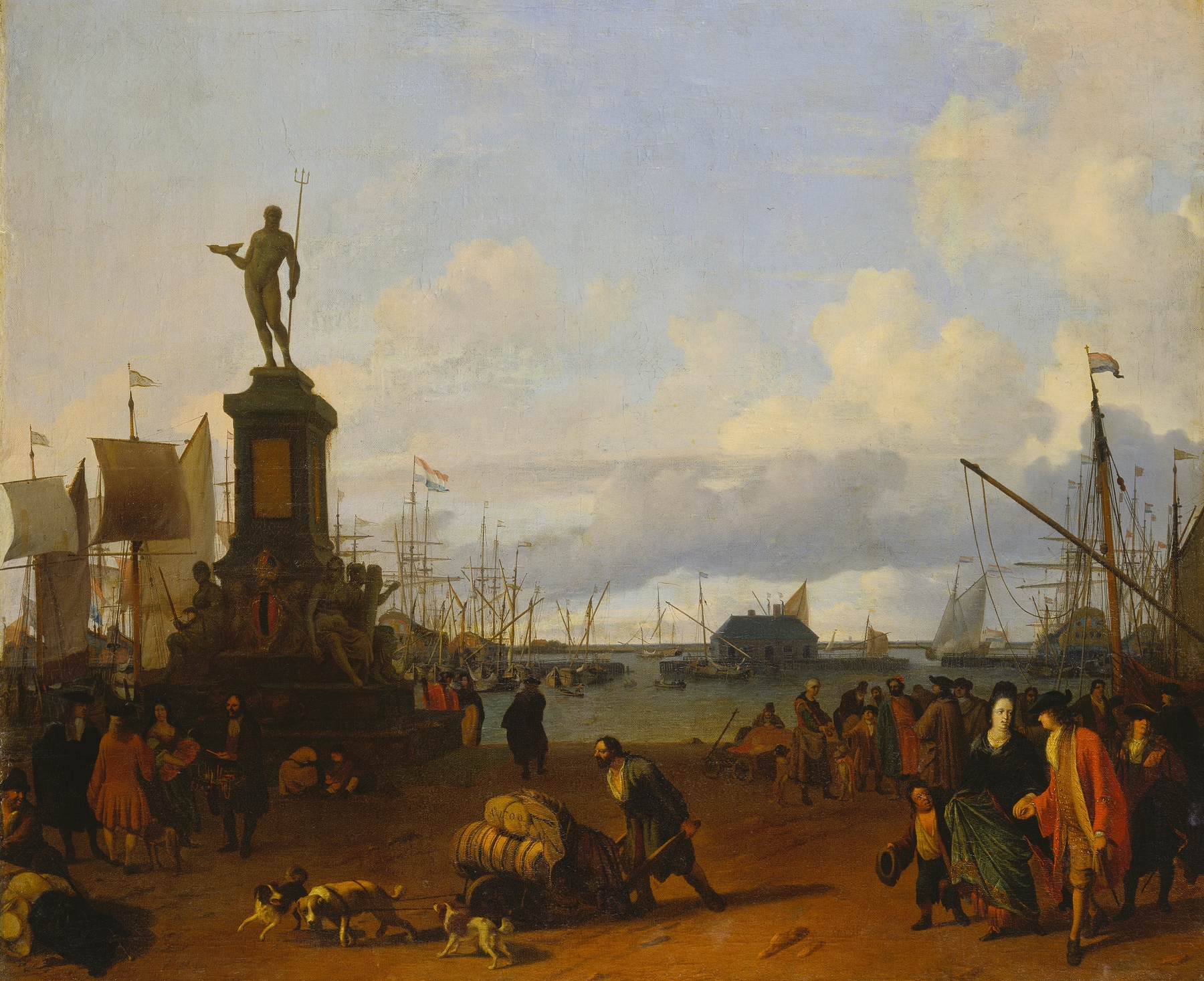 View of the Amsterdam Harbour at the IJ River, by Ludolf Backhuysen, public domain