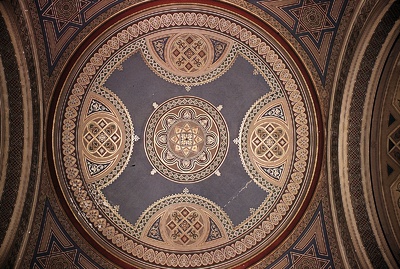 Fresco by Eva Bollert depicting intricate ceiling and wall patterns