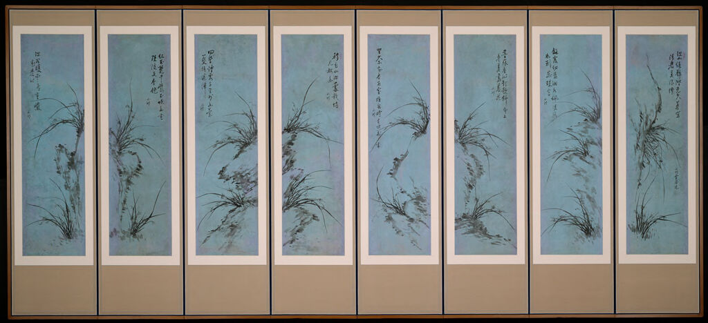 Orchids and Rocks by Kim Ŭng-wŏn, paper medium, features vibrant orchids and rugged rocks.