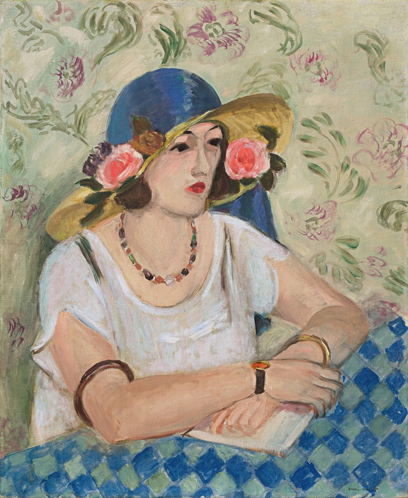 Henri Matisse's 'Femme au chapeau fleuri' features bold colors and a striking floral hat.
