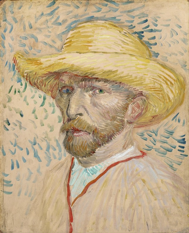 Vincent van Gogh's self-portrait features vibrant colors and expressive brushwork.